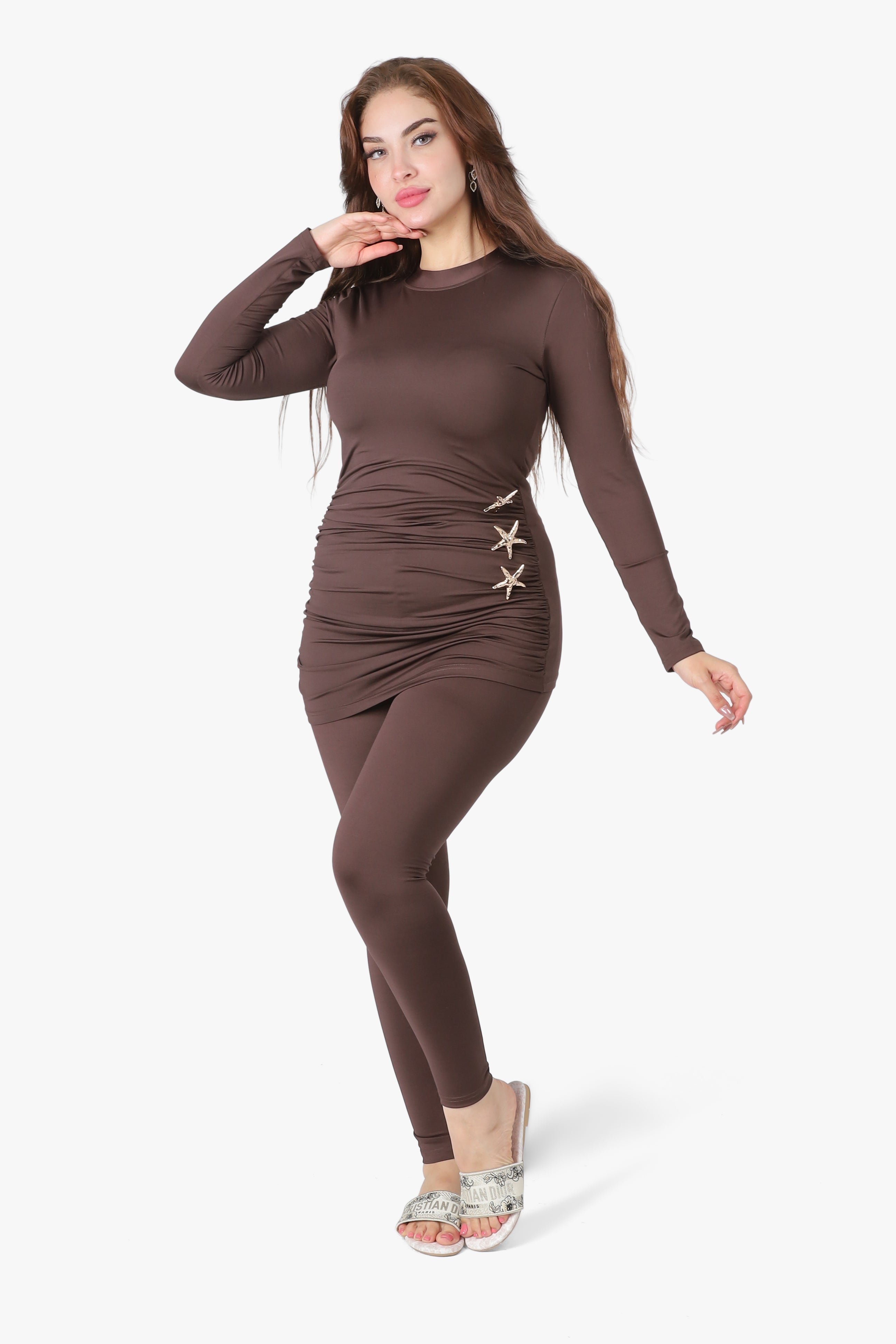 Ruched Waist Modest Swimwear Set 20766101