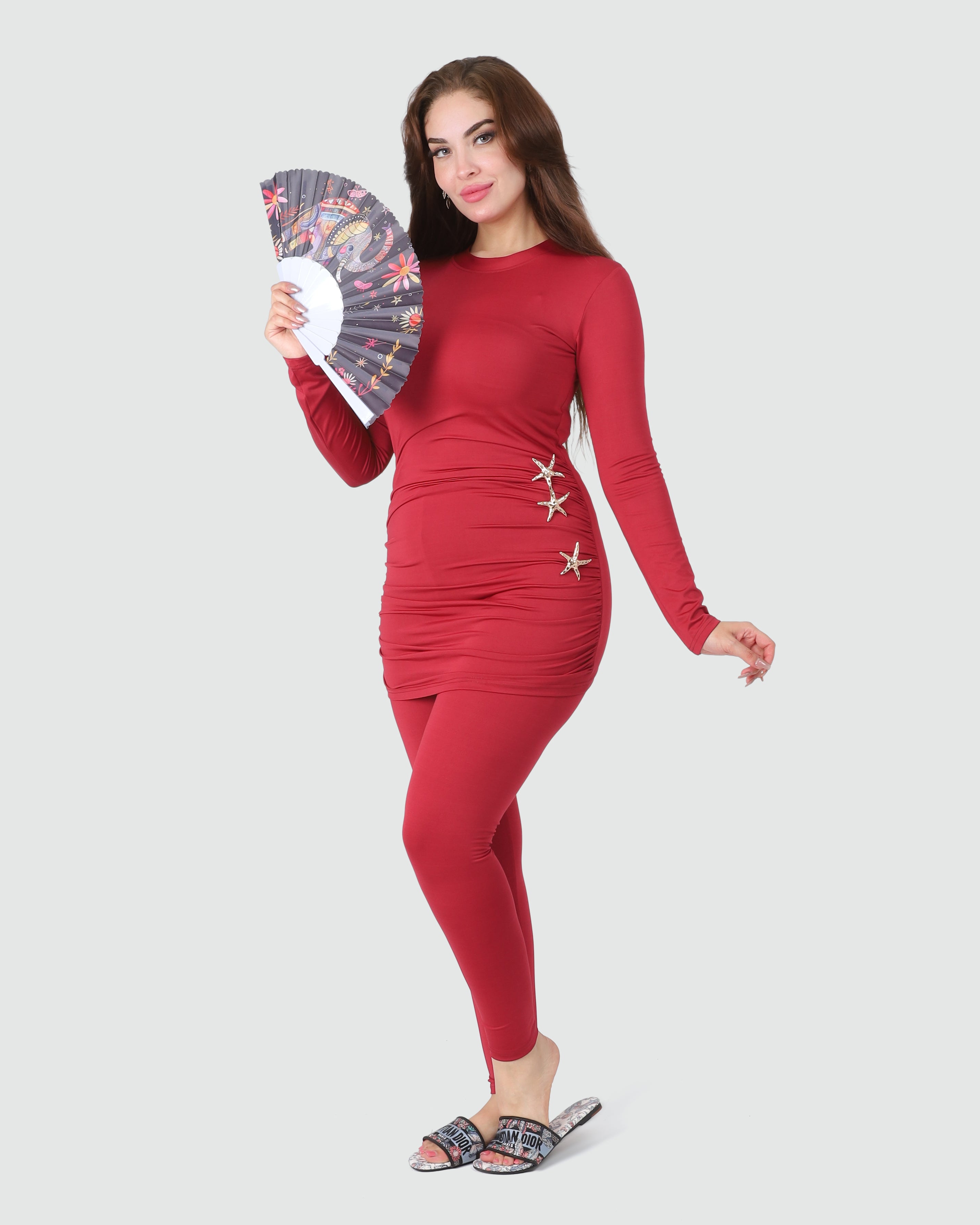 Ruched Waist Modest Swimwear Set 20766101