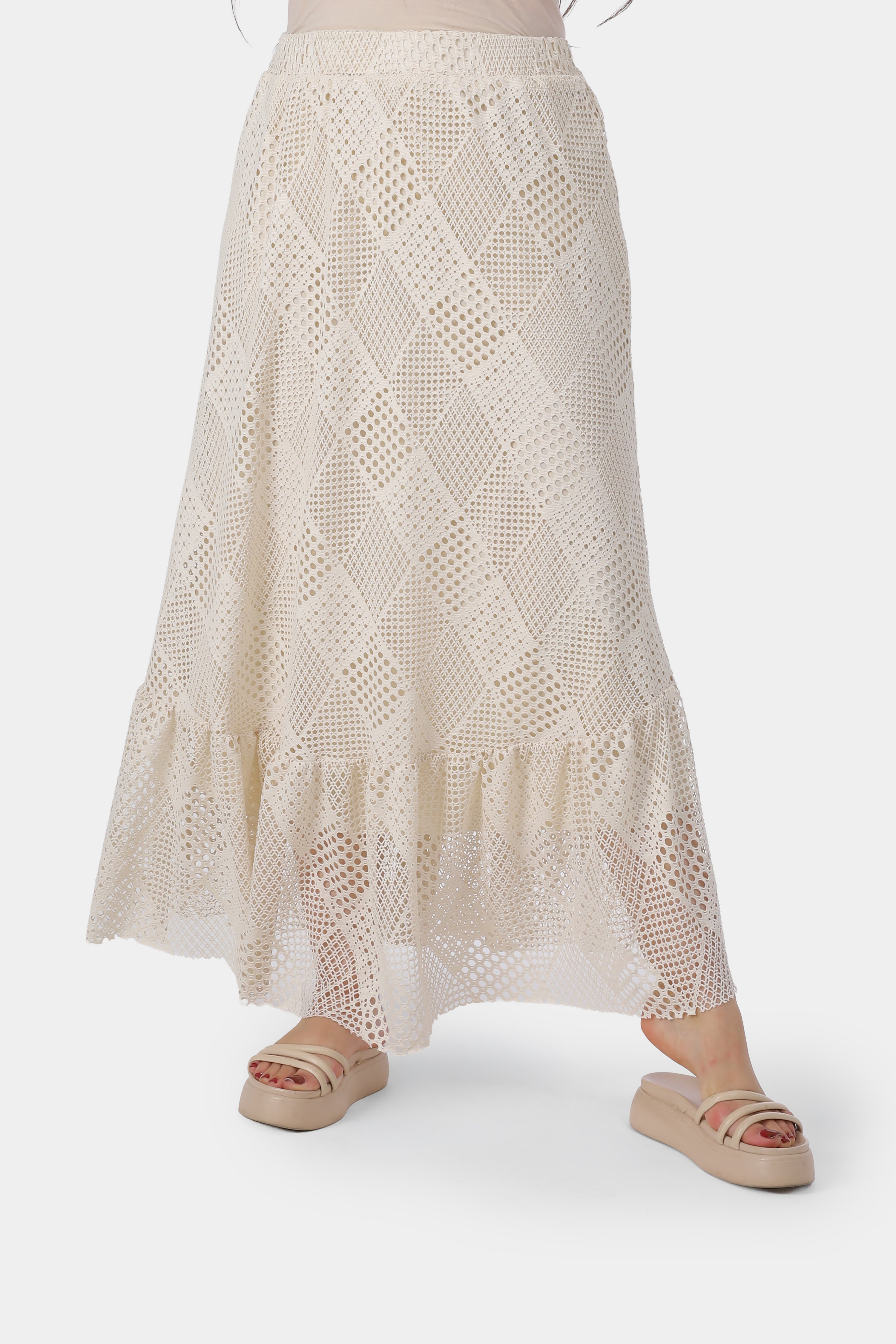 Diamond Crochet Lace Maxi Skirt 20767101