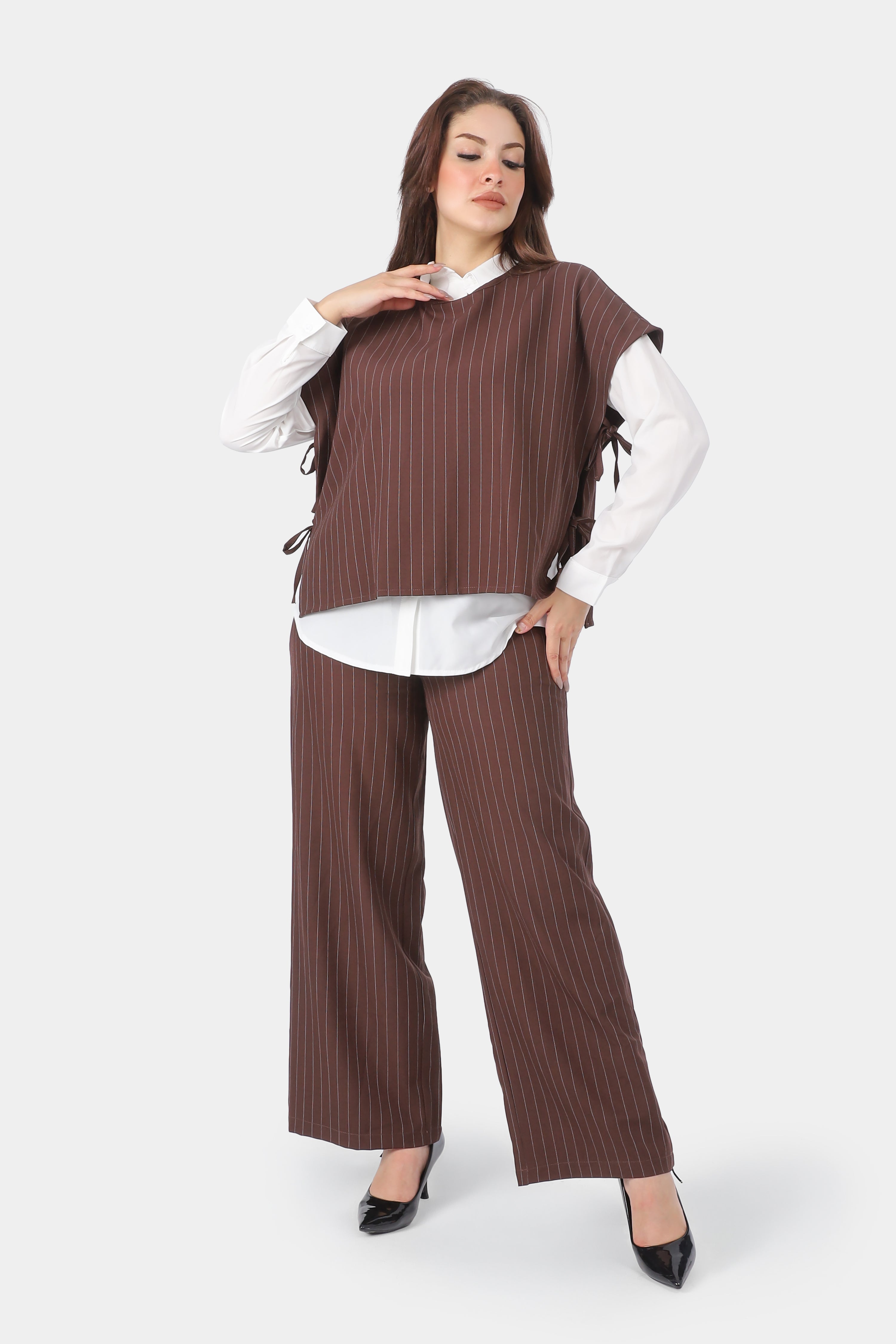 3-Piece Pinstripe Co-Ord Set with White Shirt 20769104
