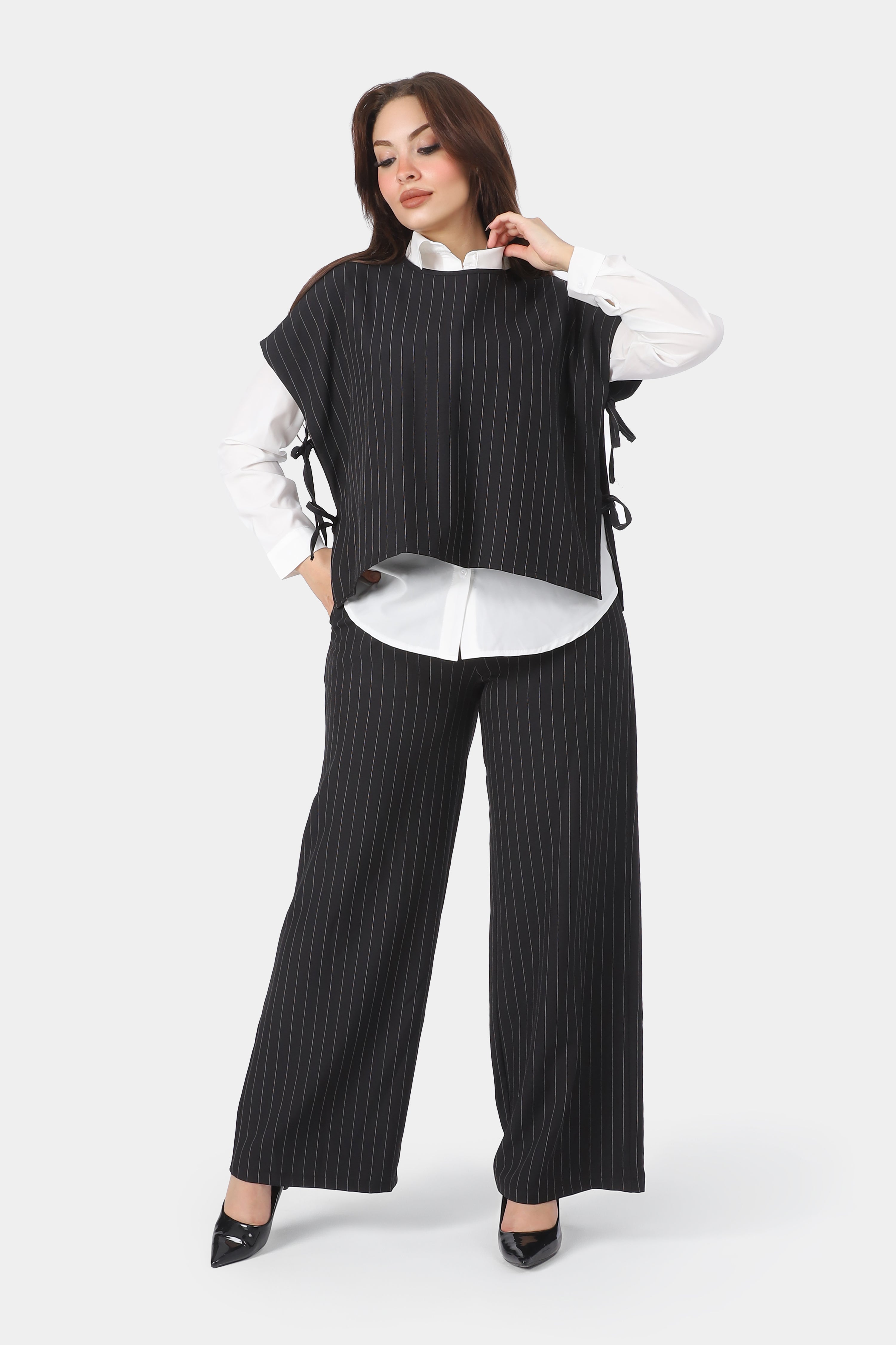3-Piece Pinstripe Co-Ord Set with White Shirt 20769104