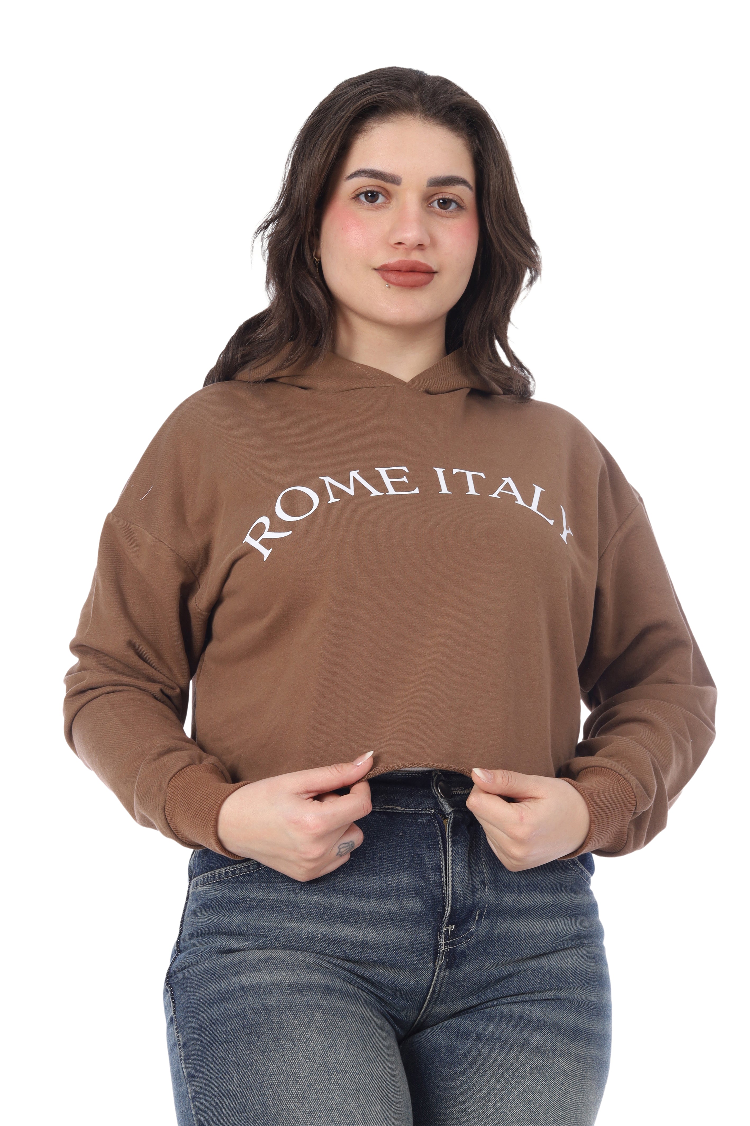 Cropped Printed Hoodie  2079535