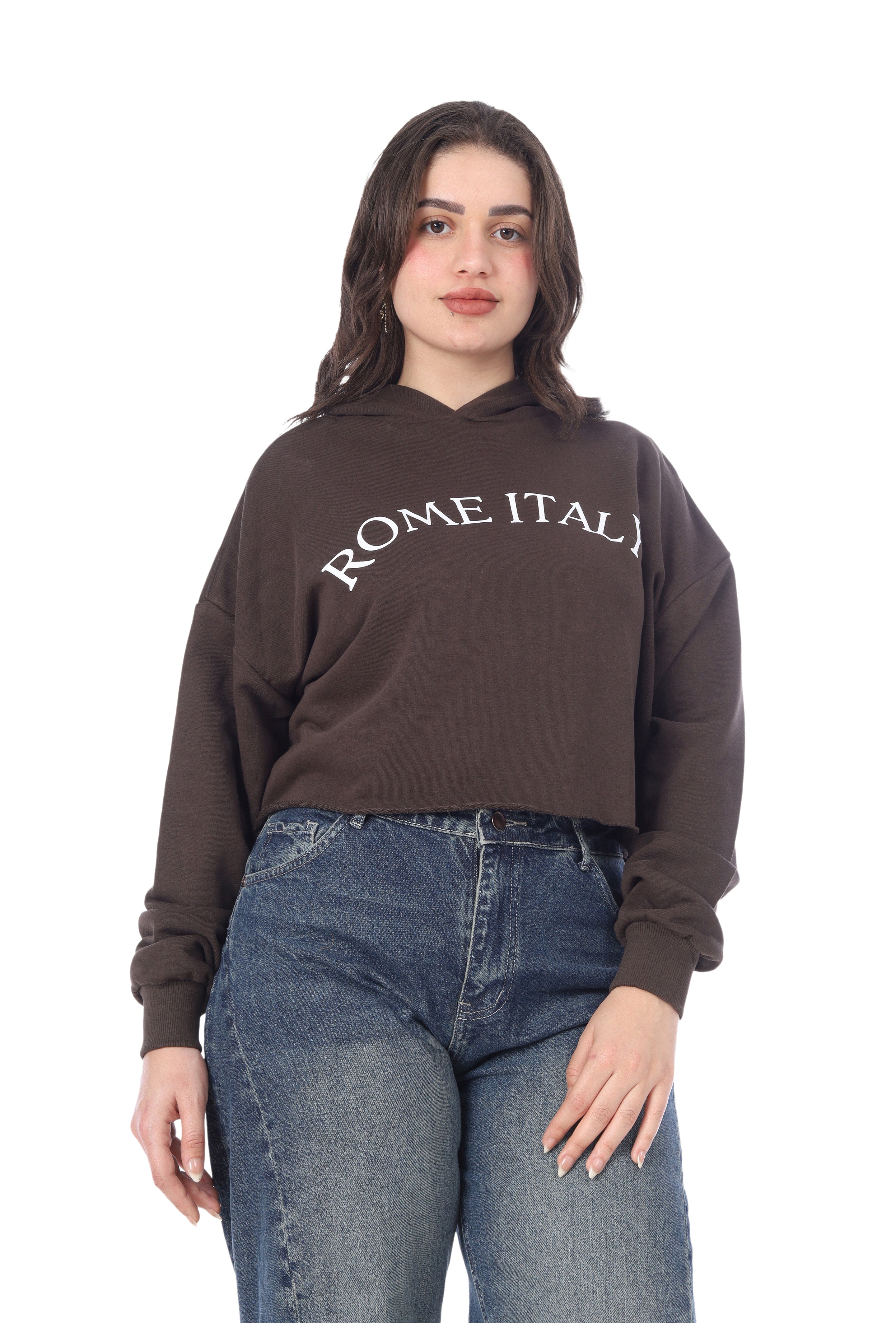 Cropped Printed Hoodie  2079535