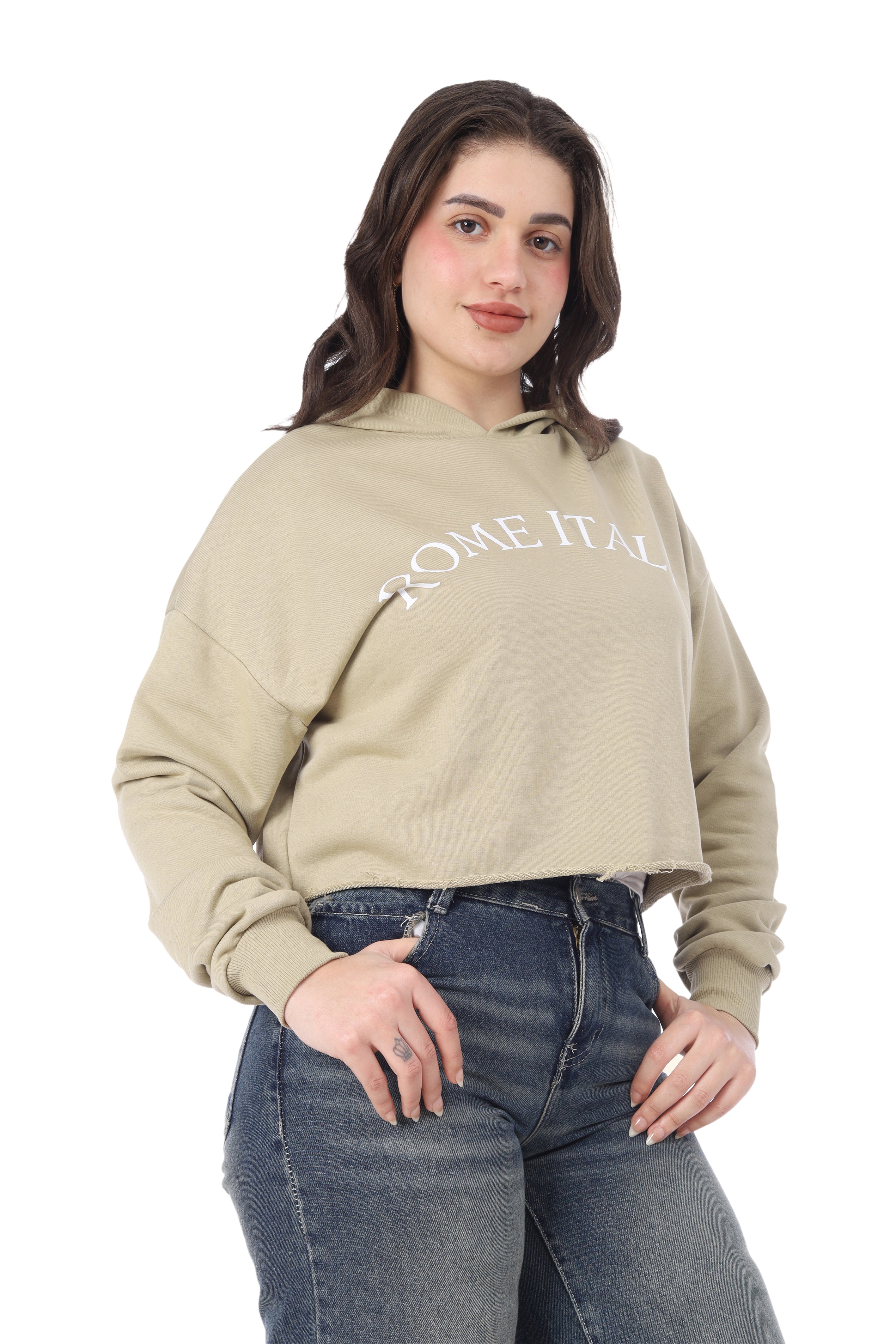 Cropped Printed Hoodie  2079535