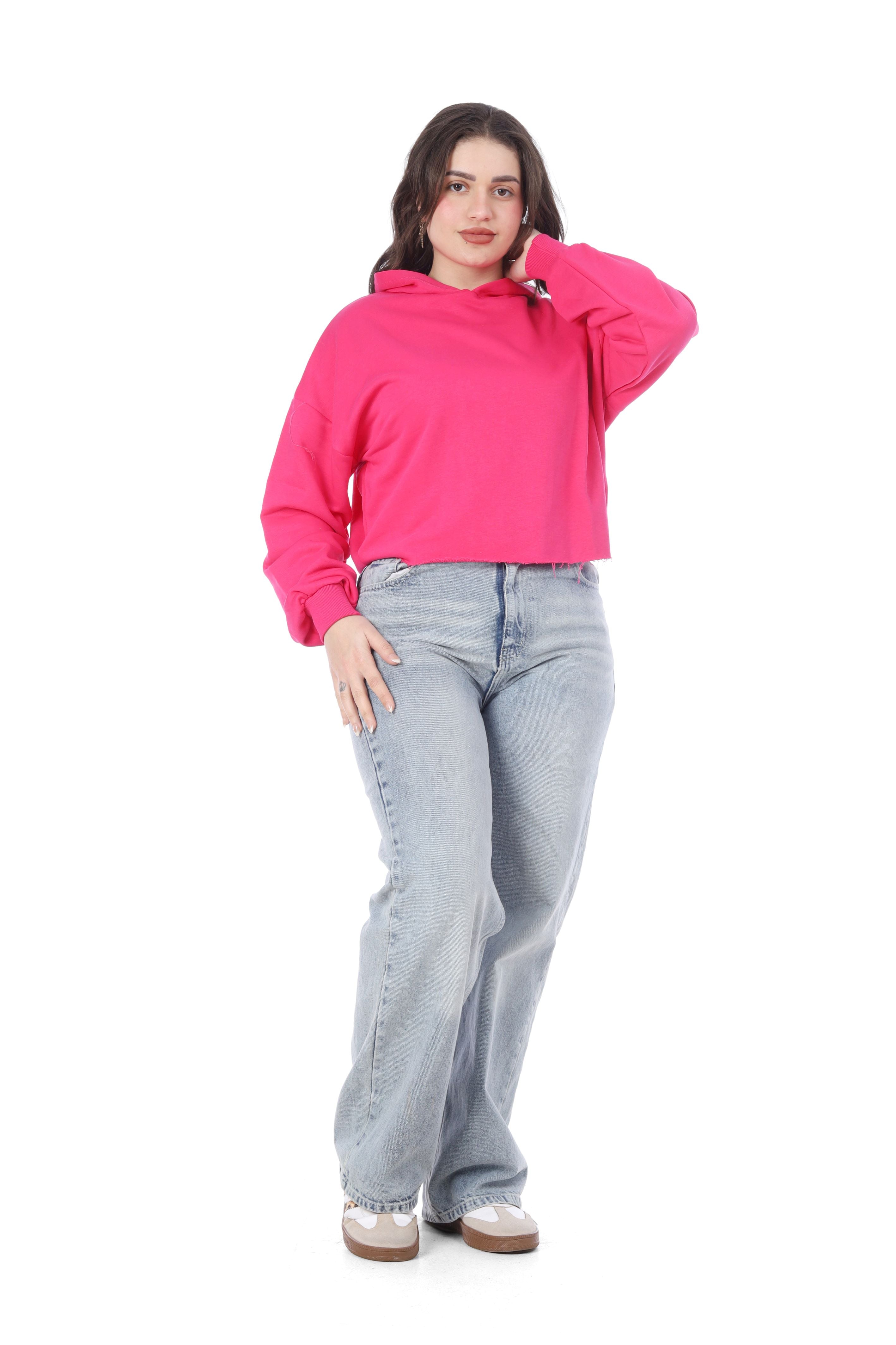 Cropped Printed Back Hoodie 2079536