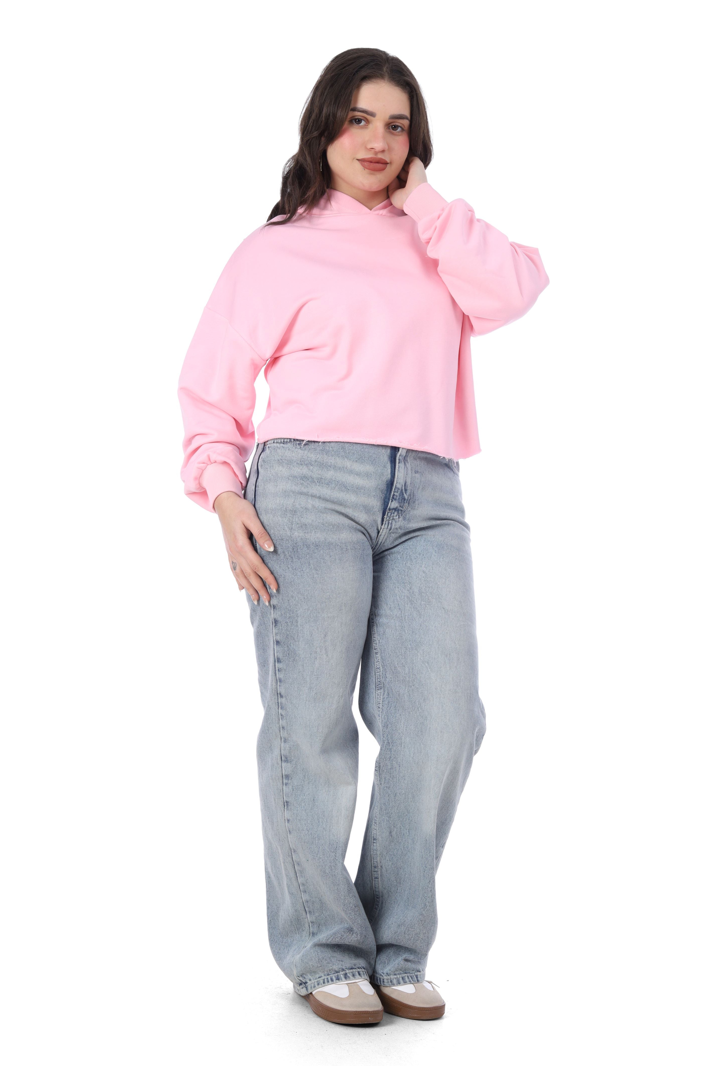 Cropped Printed Back Hoodie 2079536