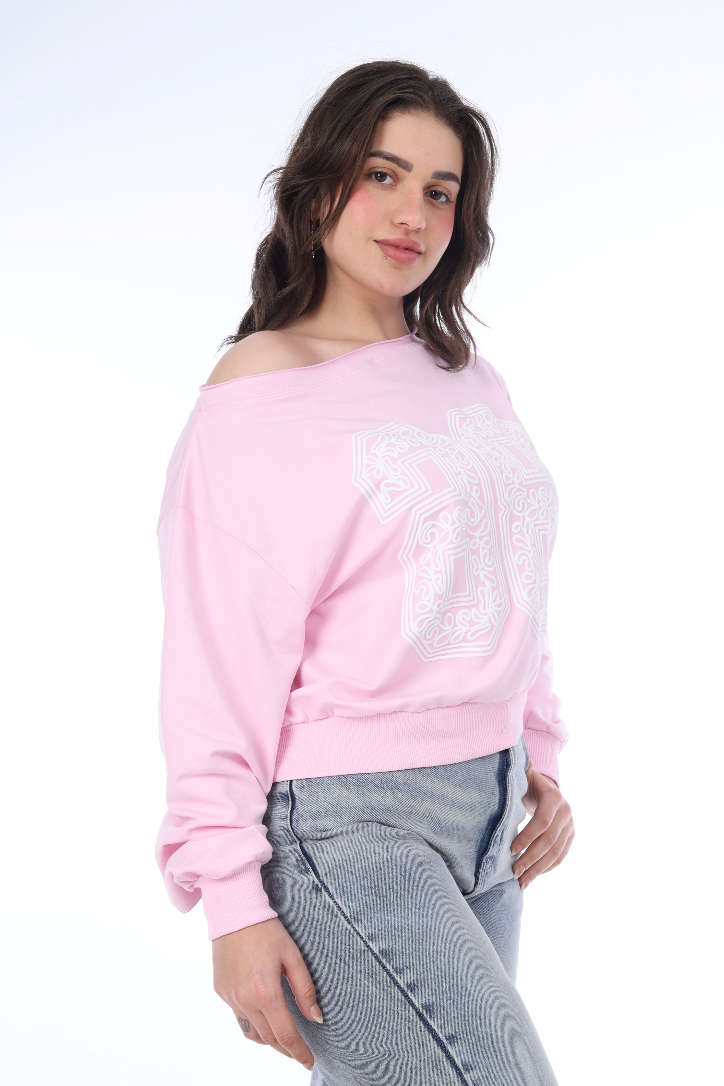 Cropped One-Shoulder Sweatshirt 2079549