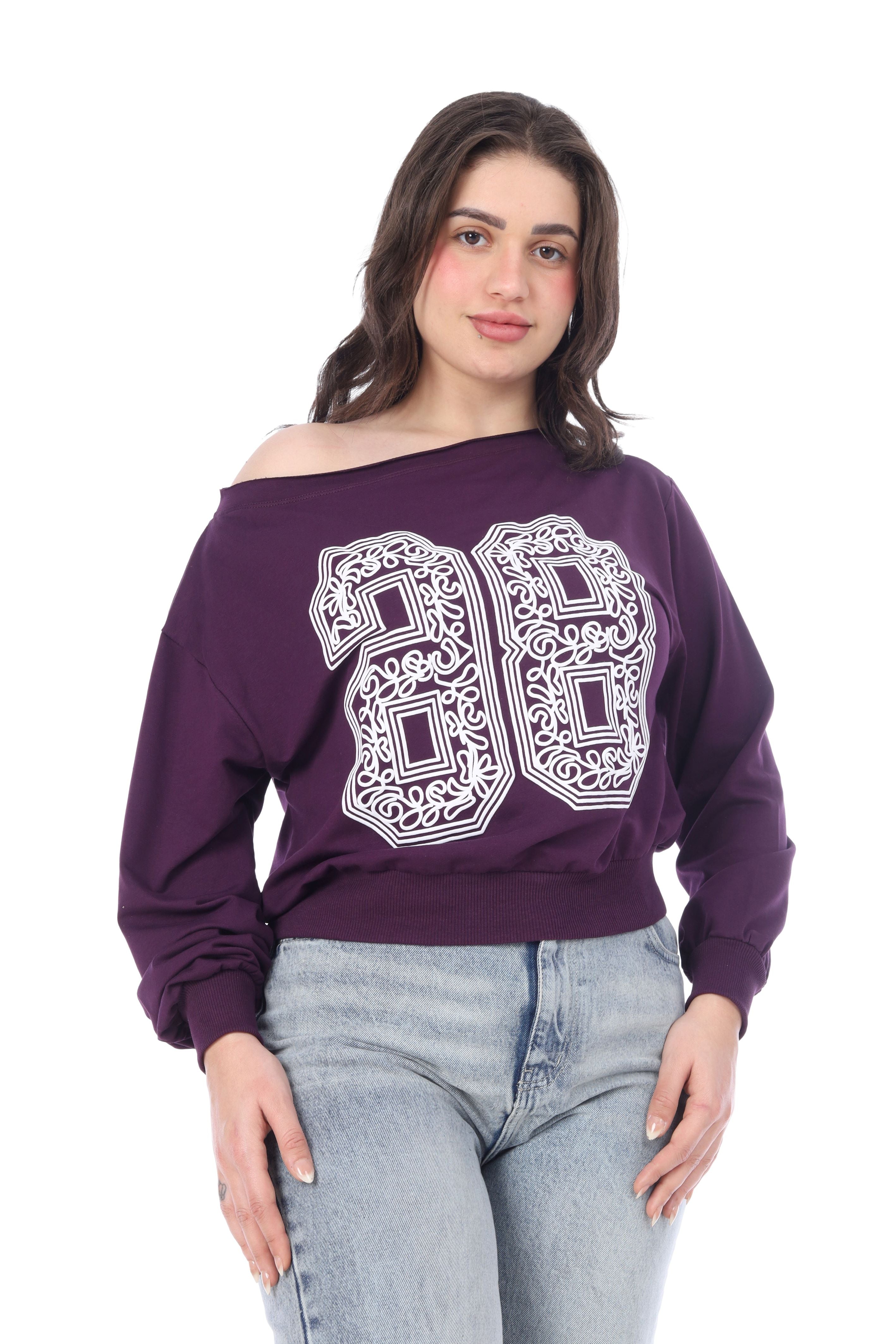 Cropped One-Shoulder Sweatshirt 2079549