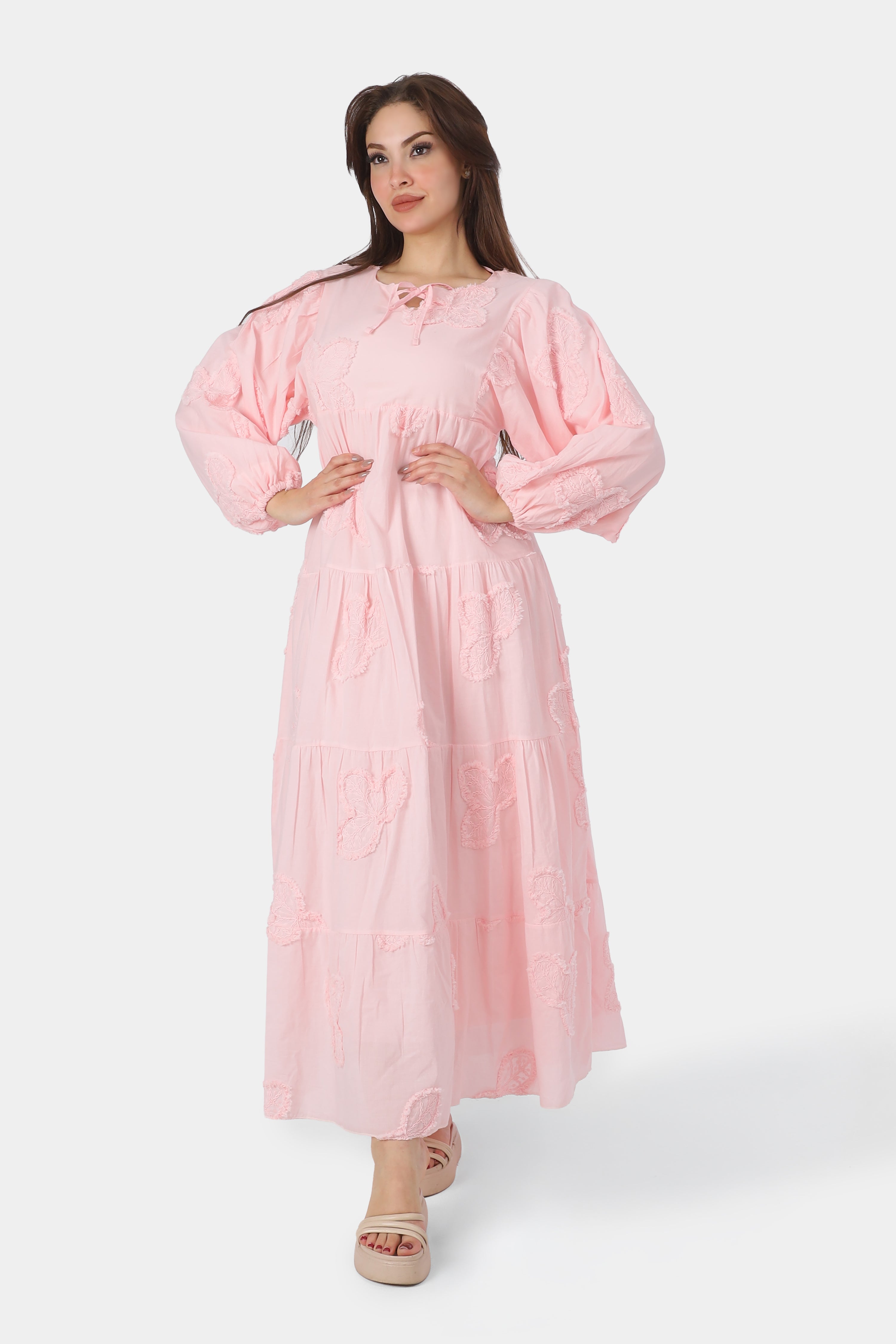 Floral Embroidered Tiered Maxi Dress 2086D057