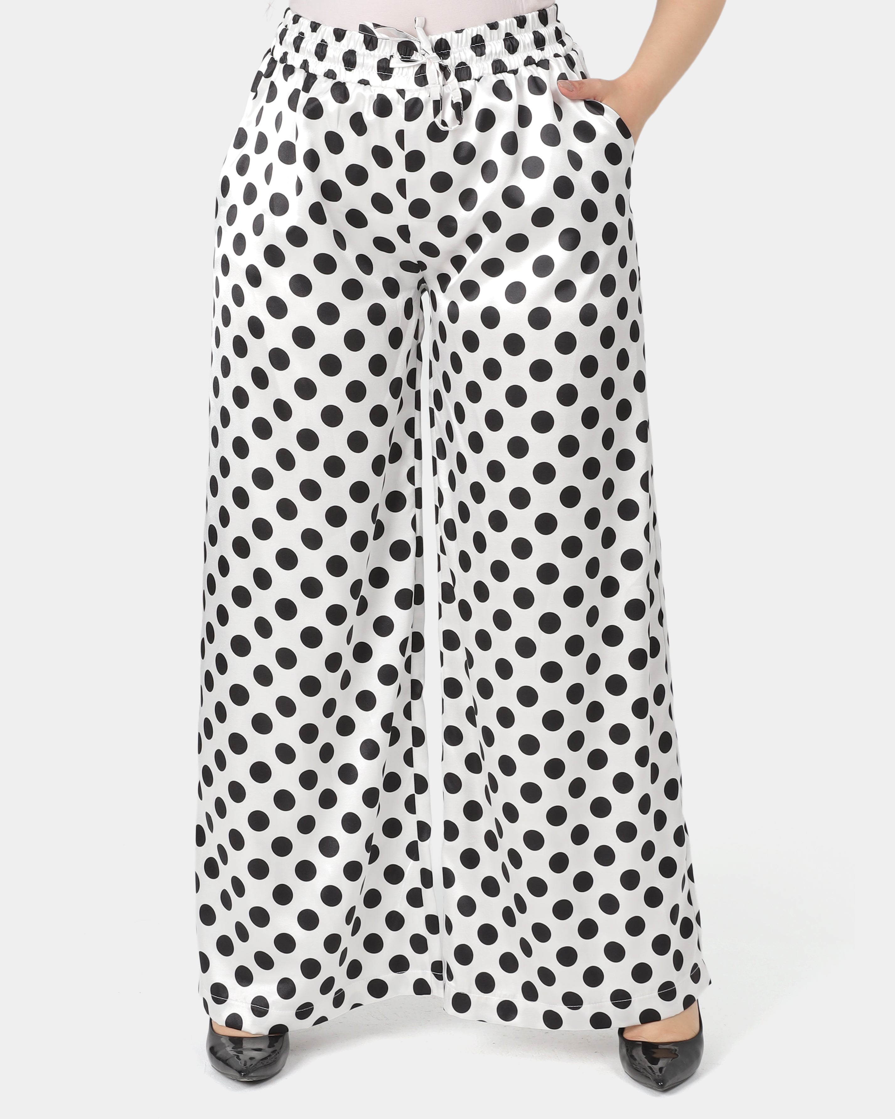 Polka Dot Satin Pants 208810082