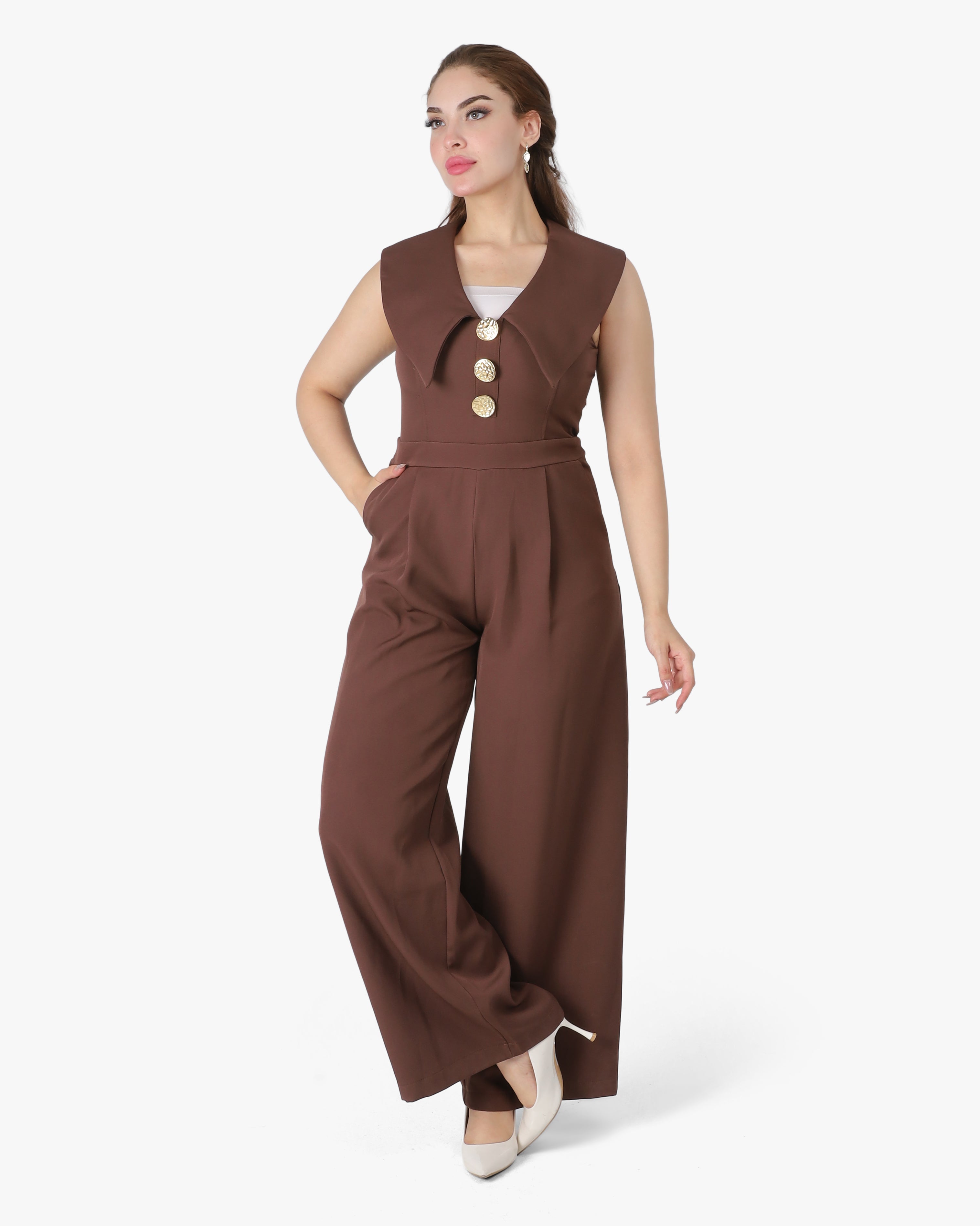 Sleeveless V-Neck Jumpsuit 208825027