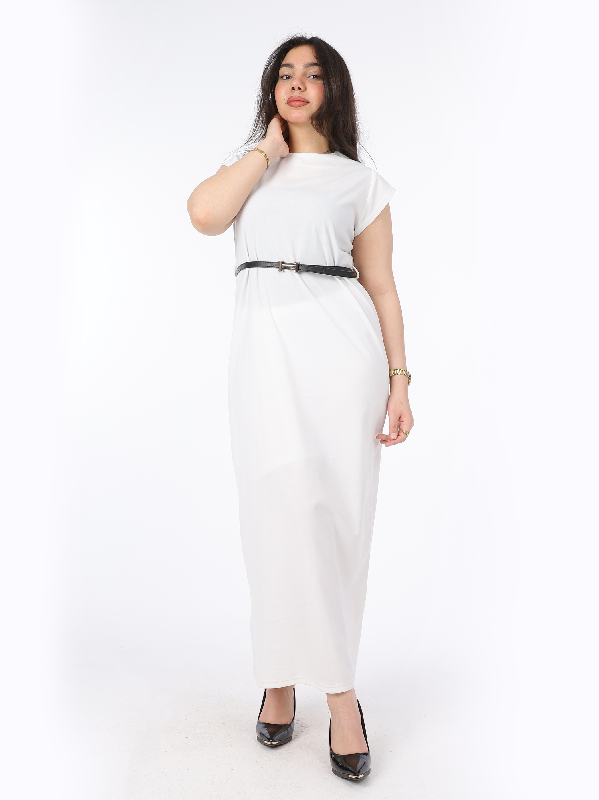 Elegant Sleeveless Dress with Belt 20896059
