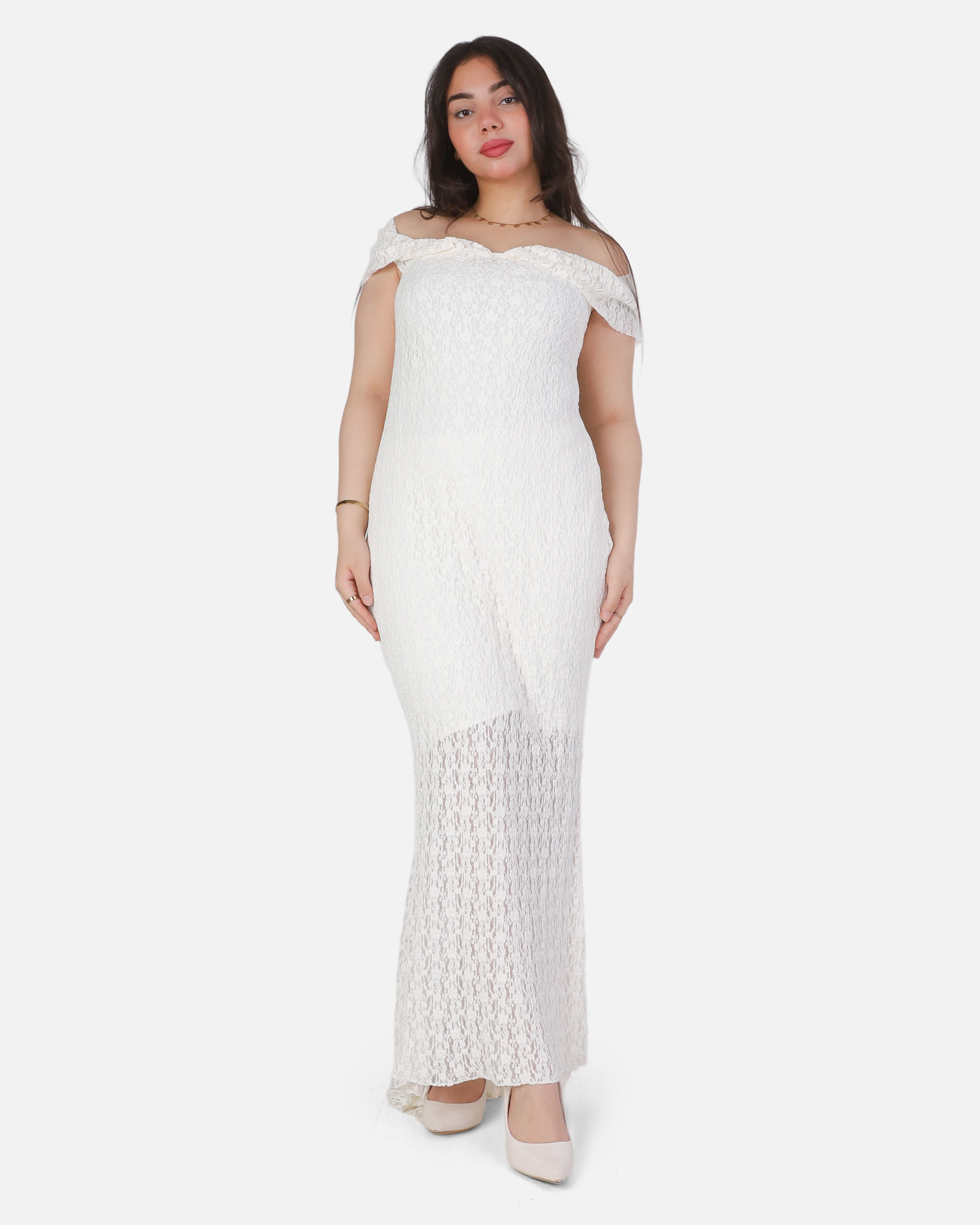 Off-Shoulder Lace Sleeveless Dress 20912115