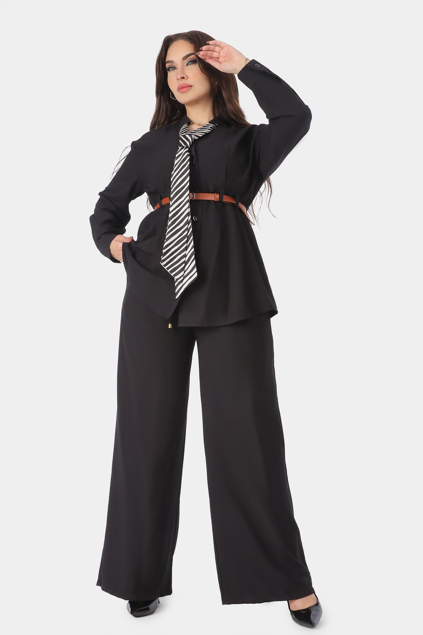 Co-Ord Set with Striped Tie Detail 209210099