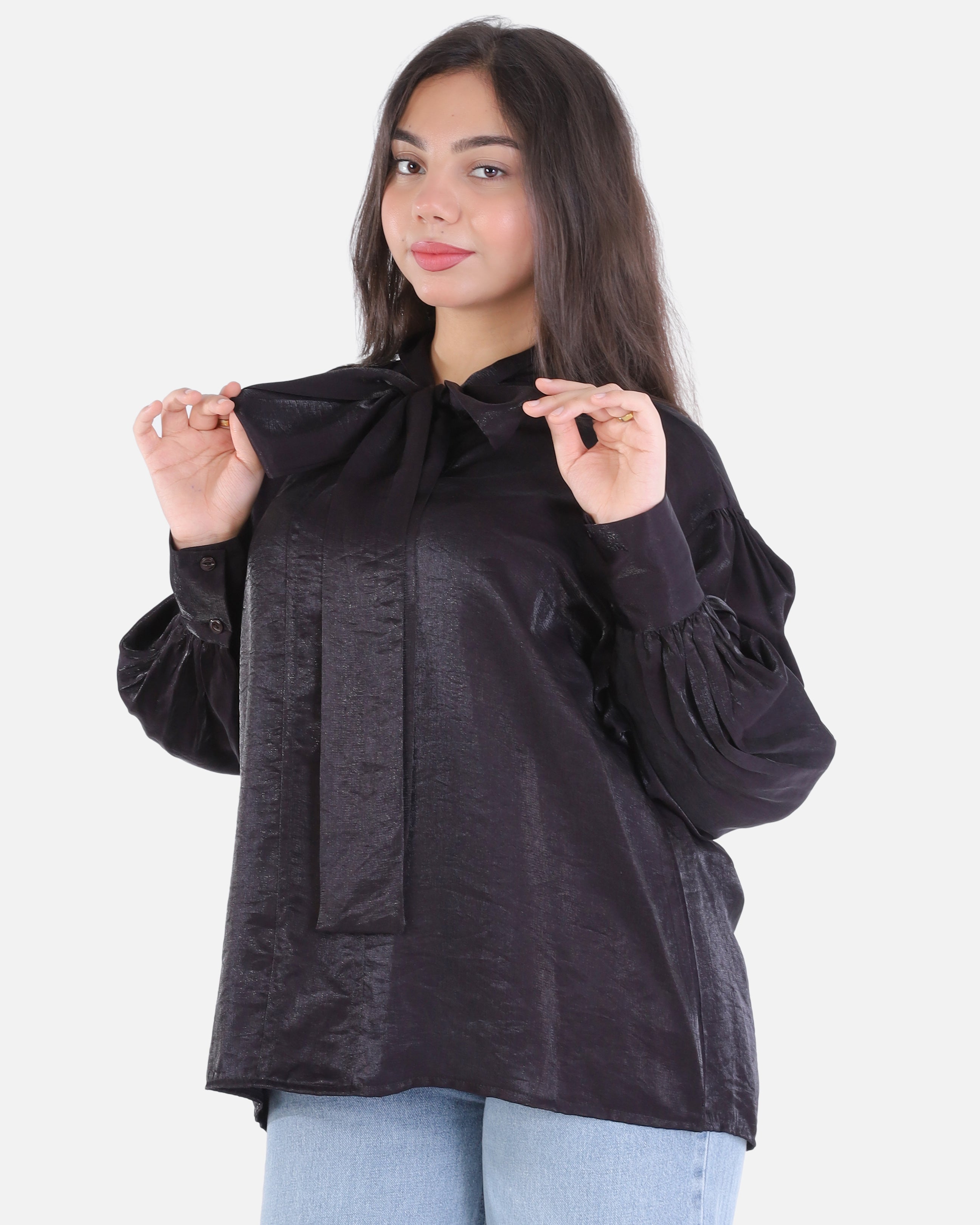 Satin Blouse with Neck Tie 209210132