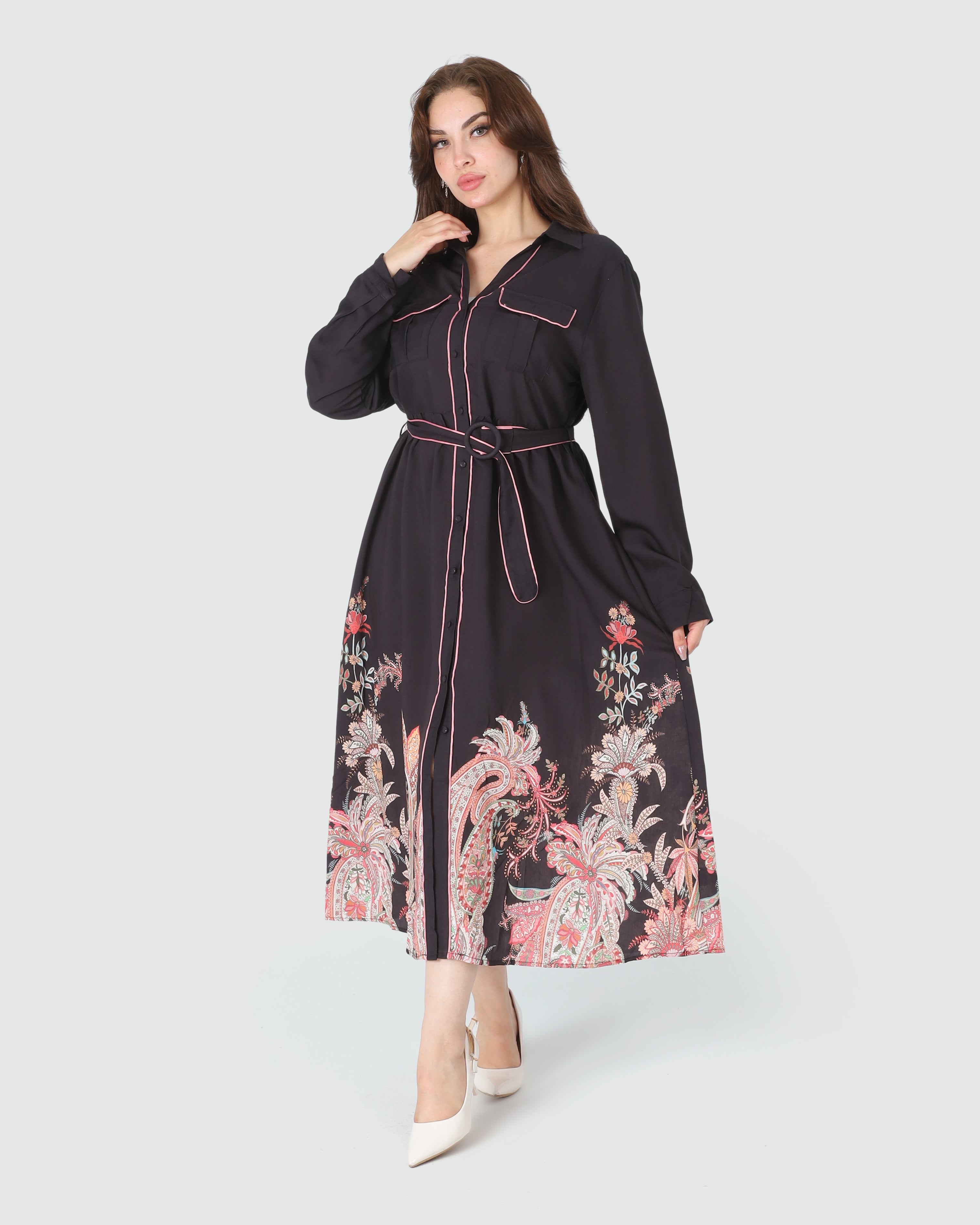 Floral Print Button-Front Dress 2096HS37