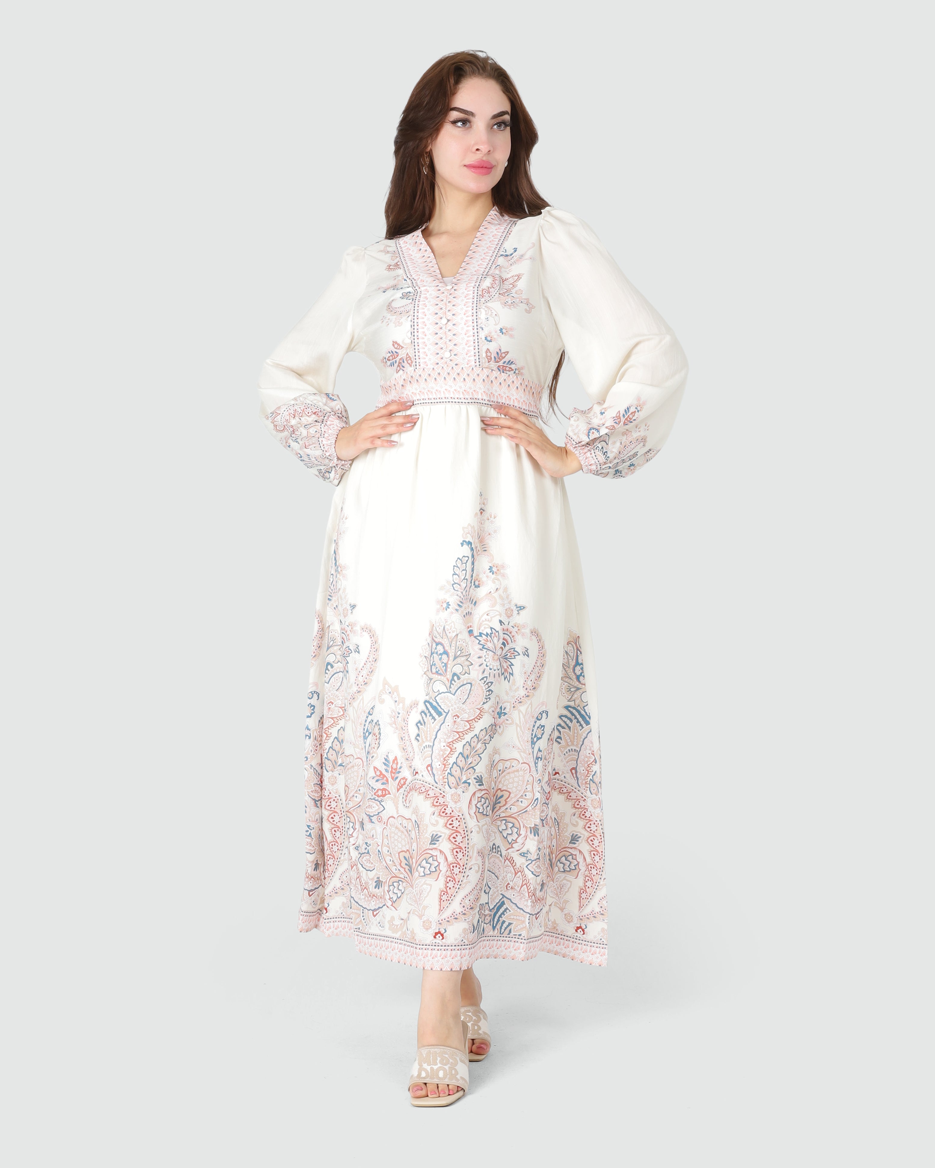 Embroidered Maxi Dress With V-Neck 2096HS42