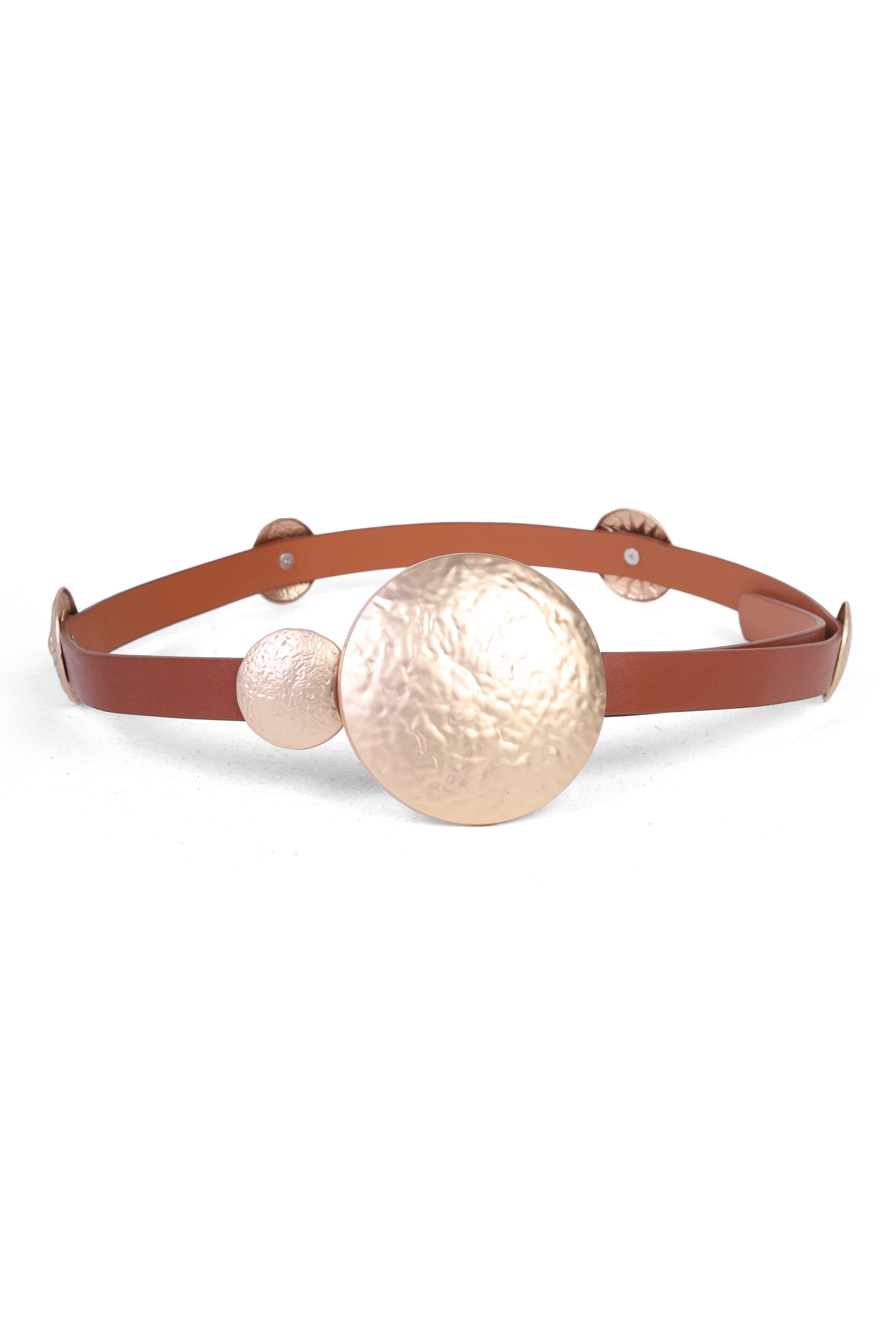 Leather Belt with Metal Rings 209938218