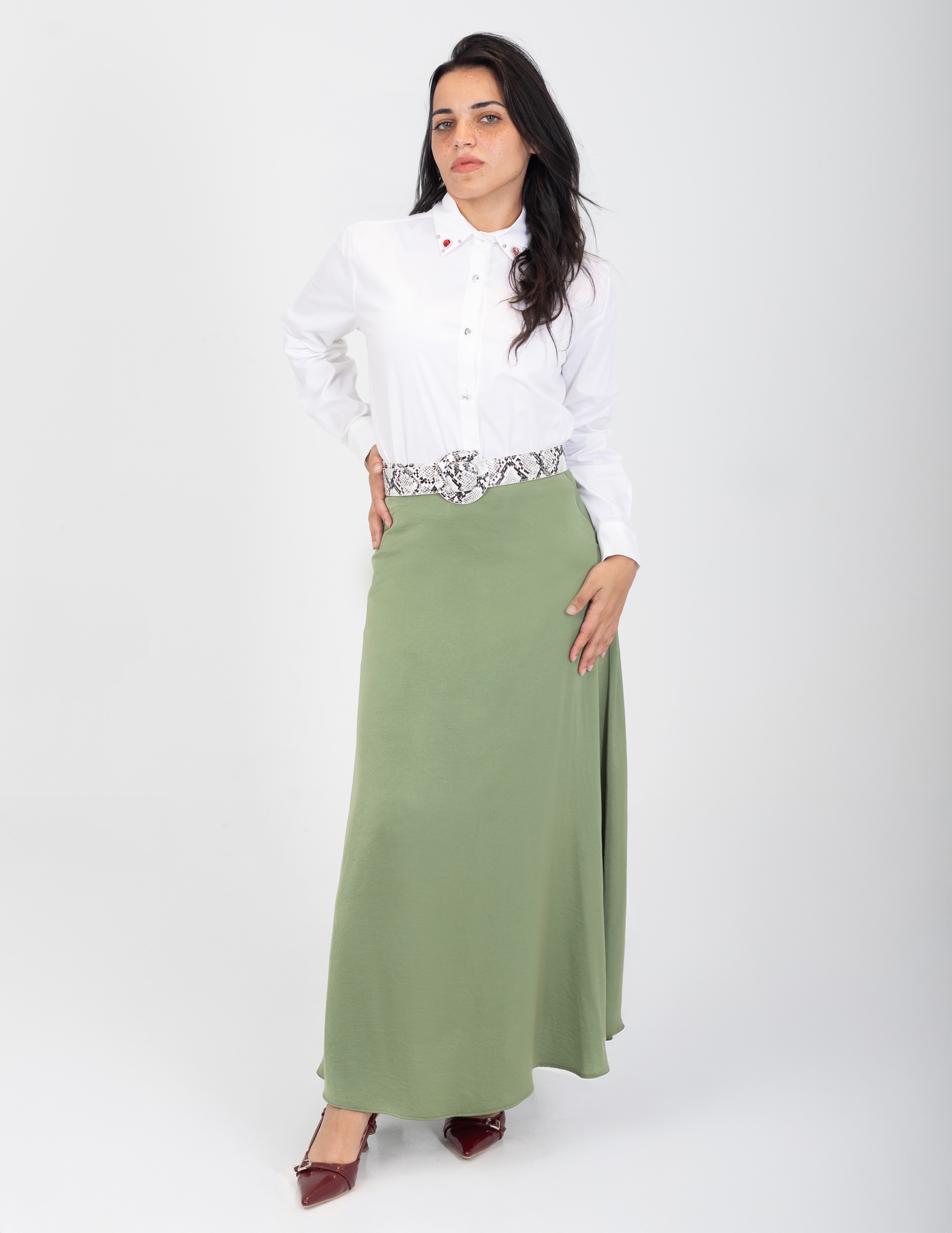Satin Midi Skirt w162924