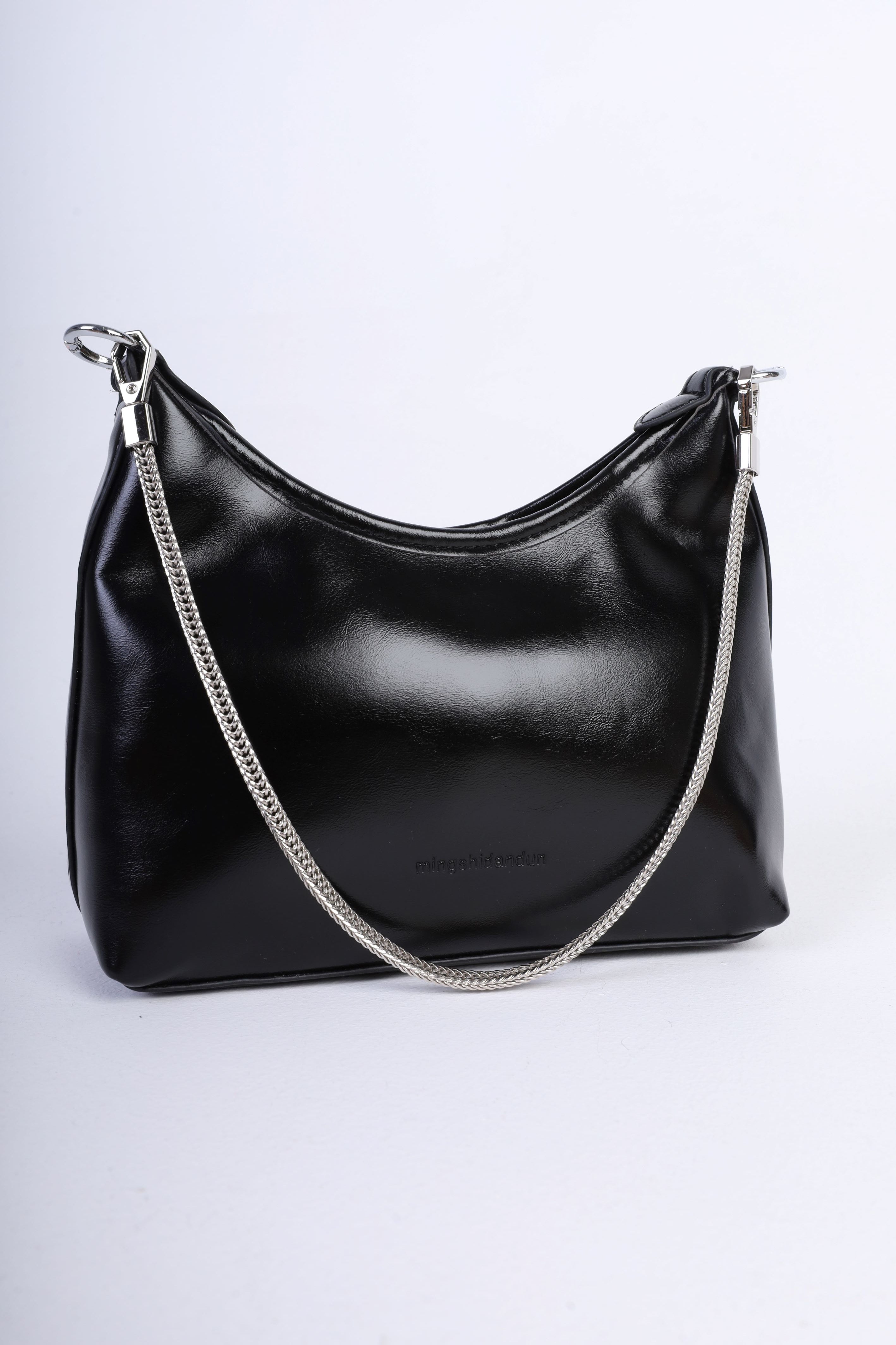 Leather Handbag with Metal Chain Strap 210088149