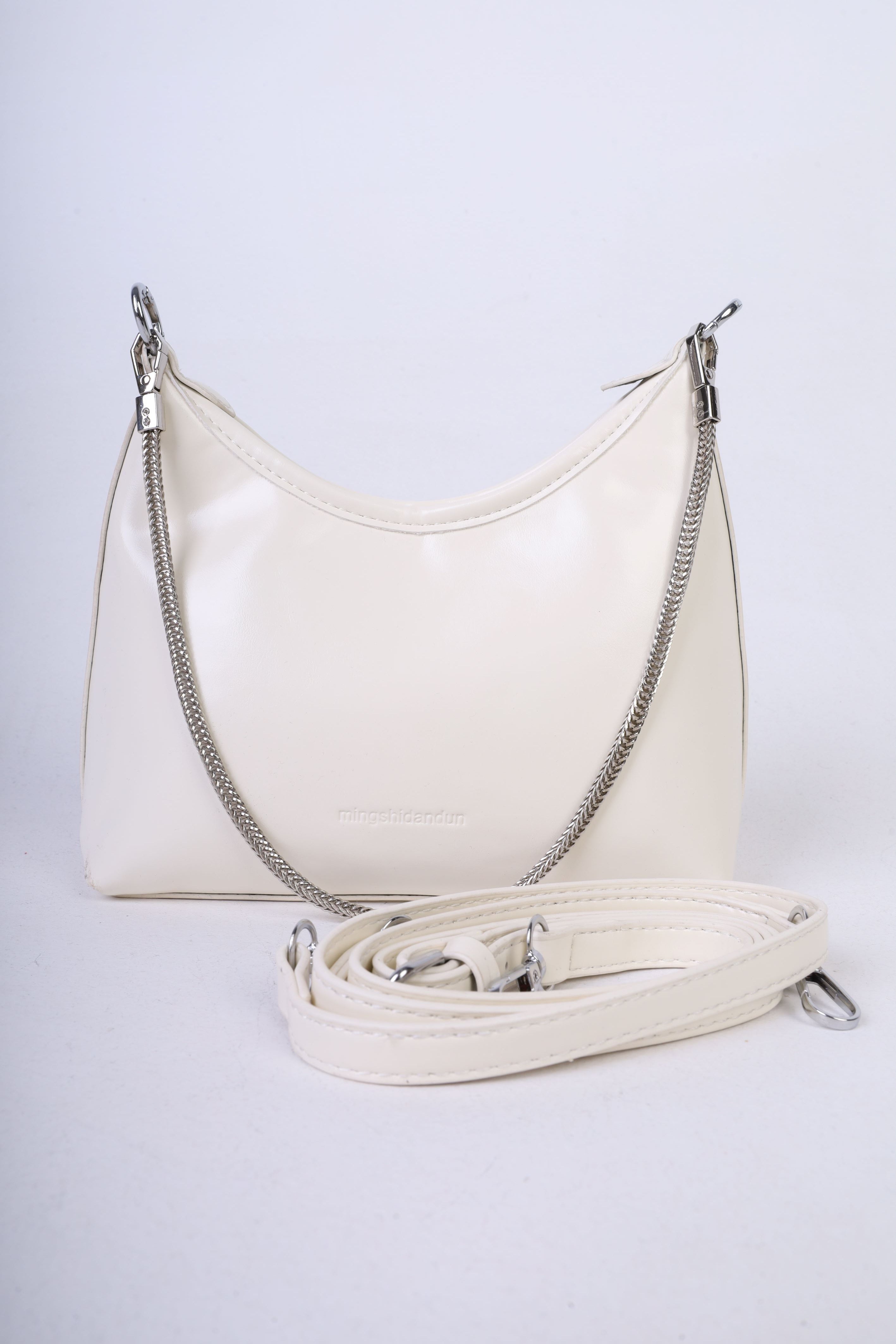 Leather Handbag with Metal Chain Strap 210088149