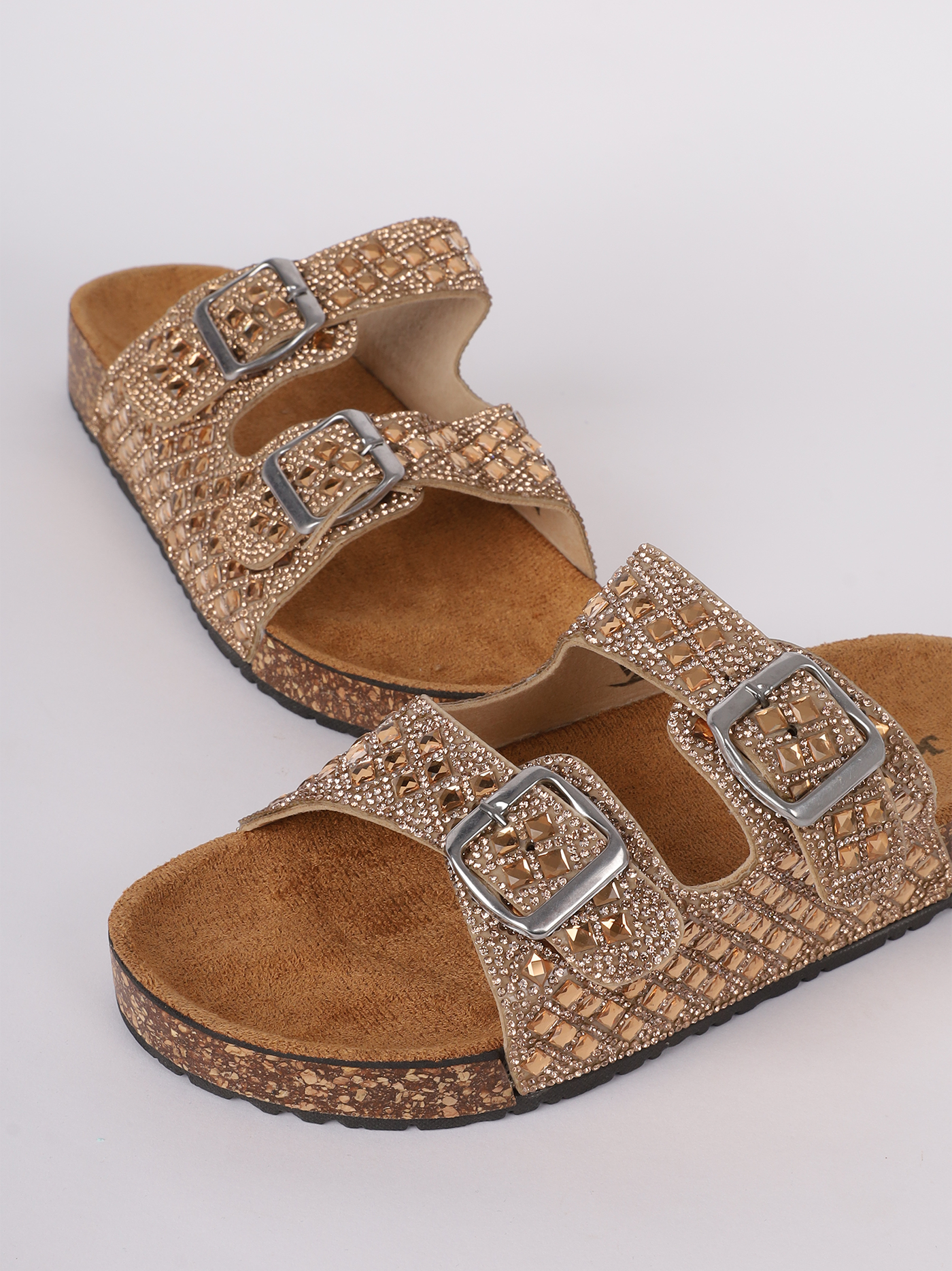Crystal Embellished Double-Strap Slides 2103020