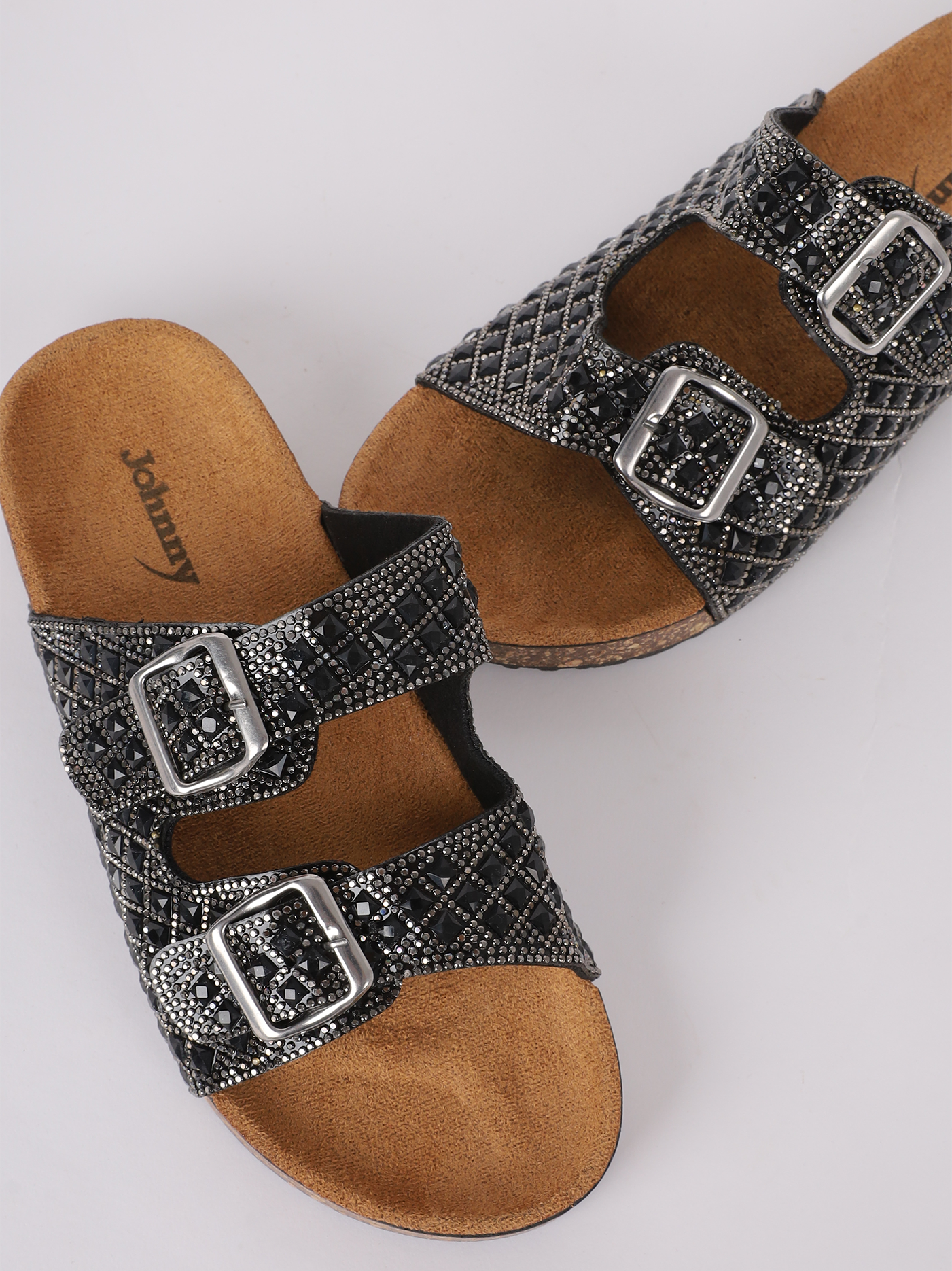 Crystal Embellished Double-Strap Slides 2103020