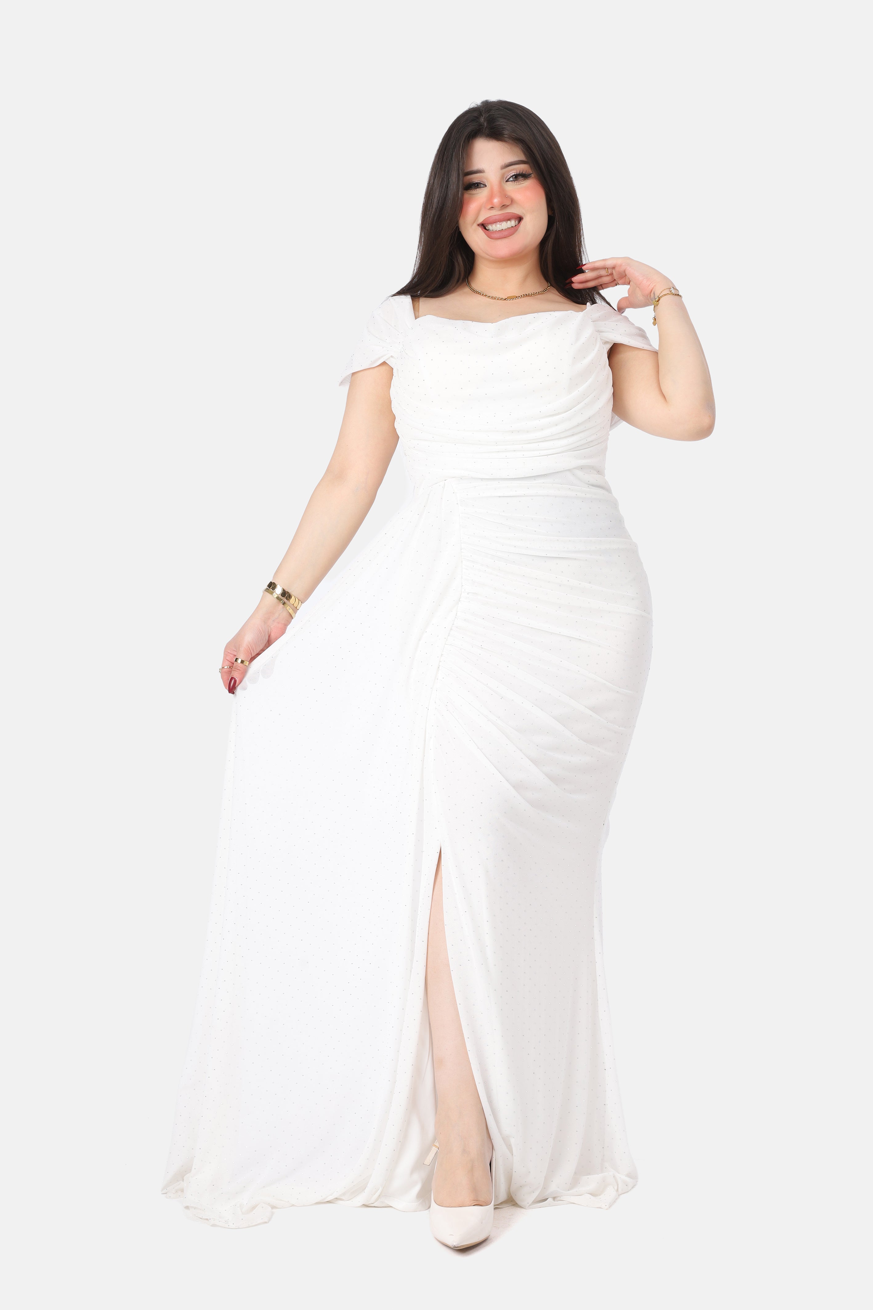 Polka Dot Off-Shoulder Lace Dress 2126212