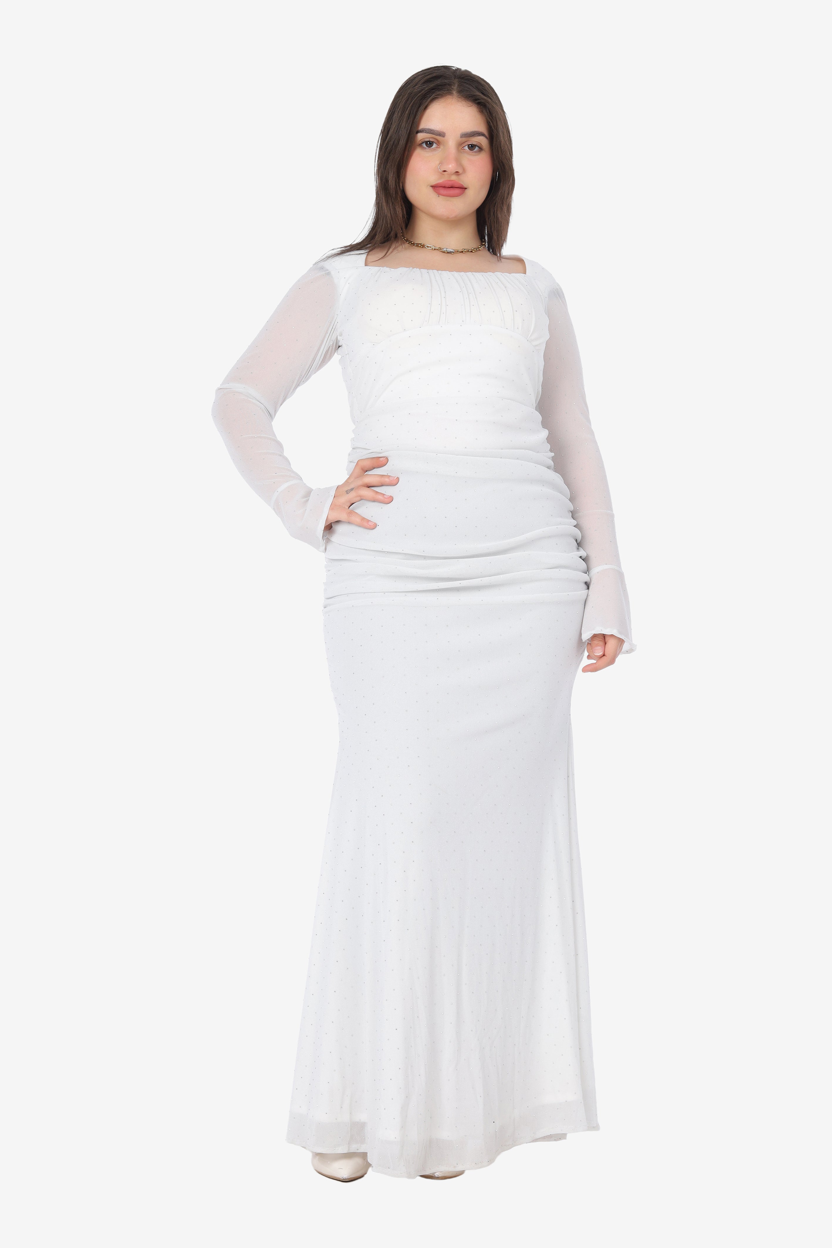 Polka Dot Evening Dress with Square Neck 2126307