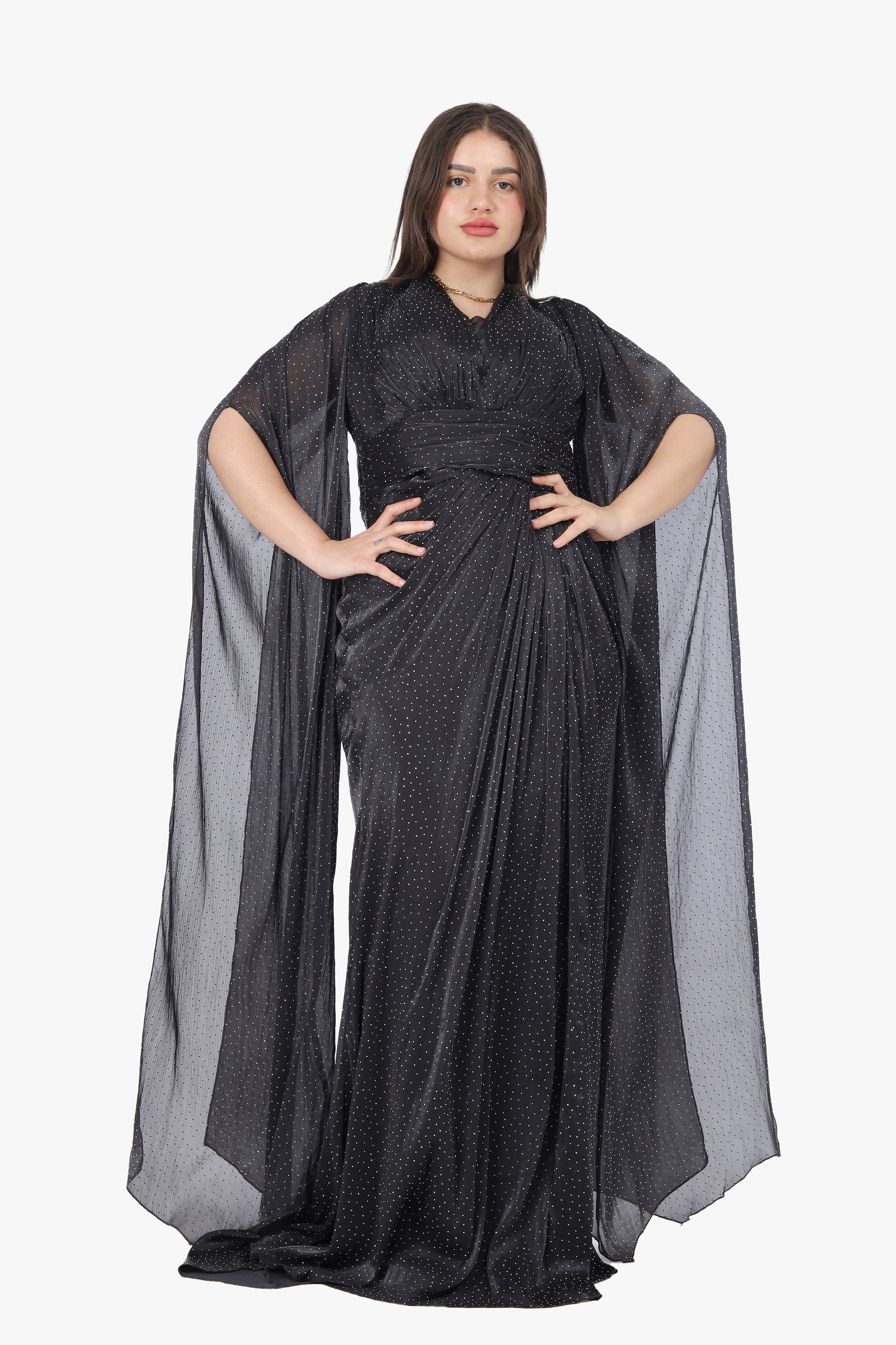 Elegant Evening Dress with Dropped Sleeves 2126309