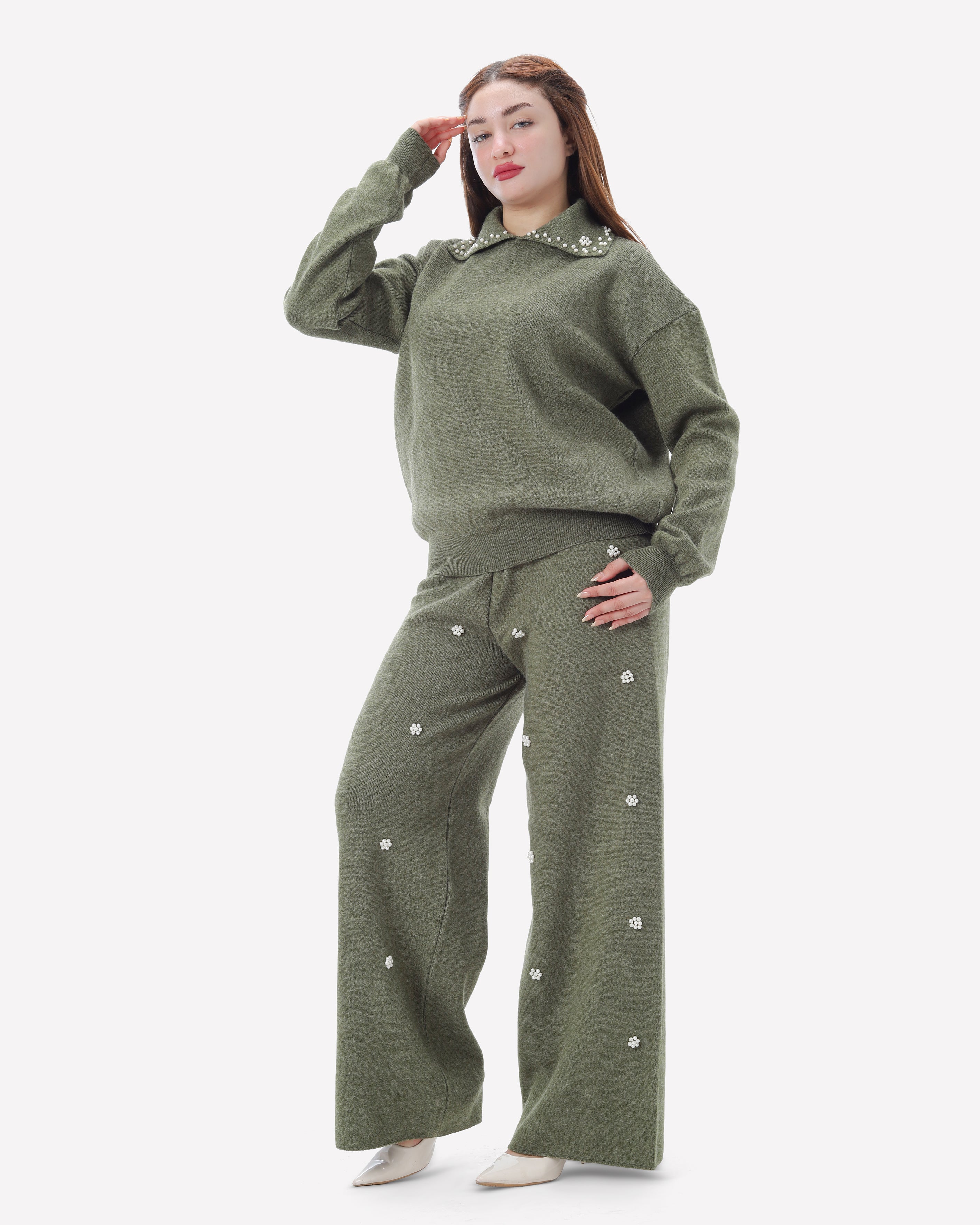 Pearl-Embellished Knit Set 2135/044