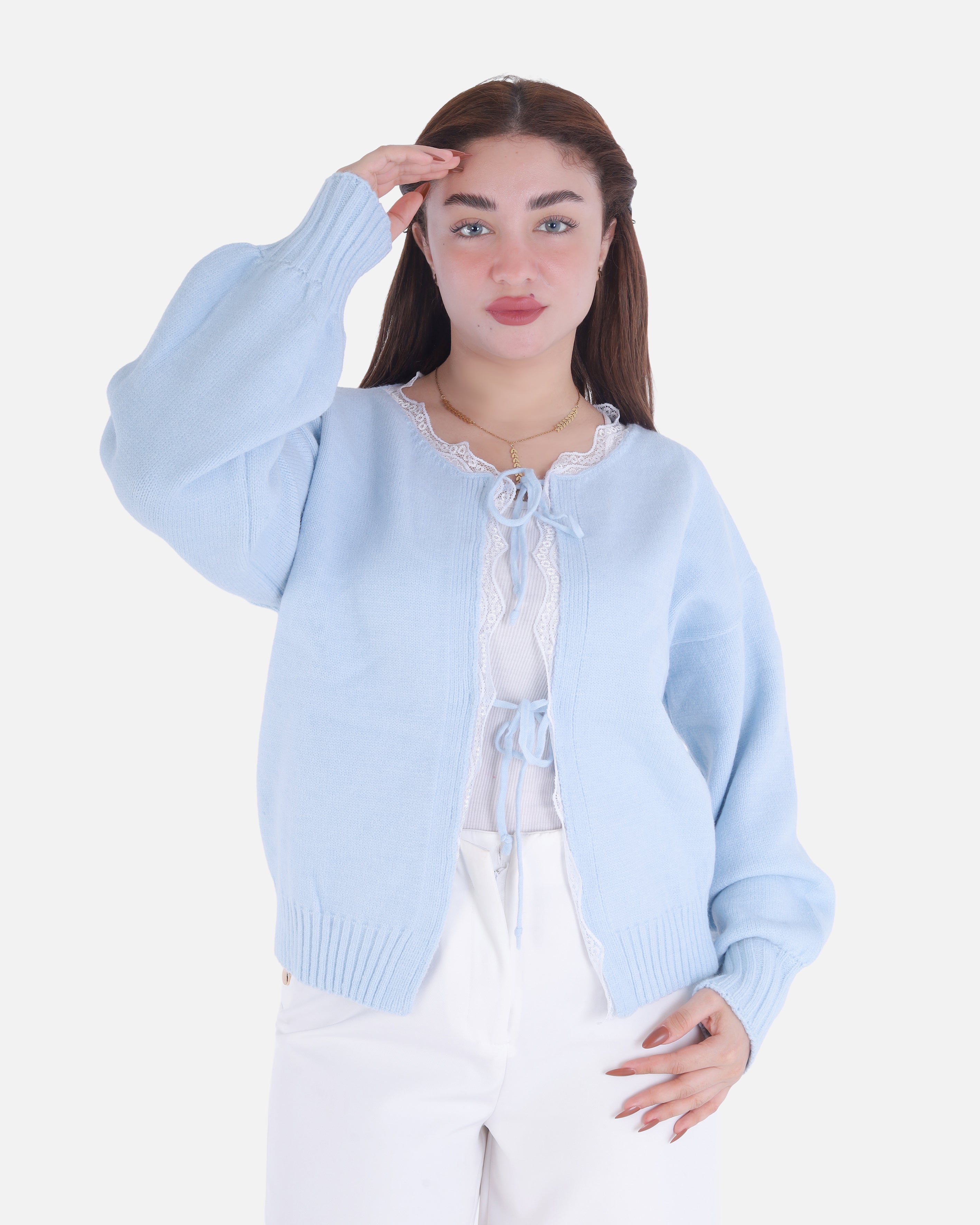 Cropped Knit Cardigan with Front Ties 2135/104