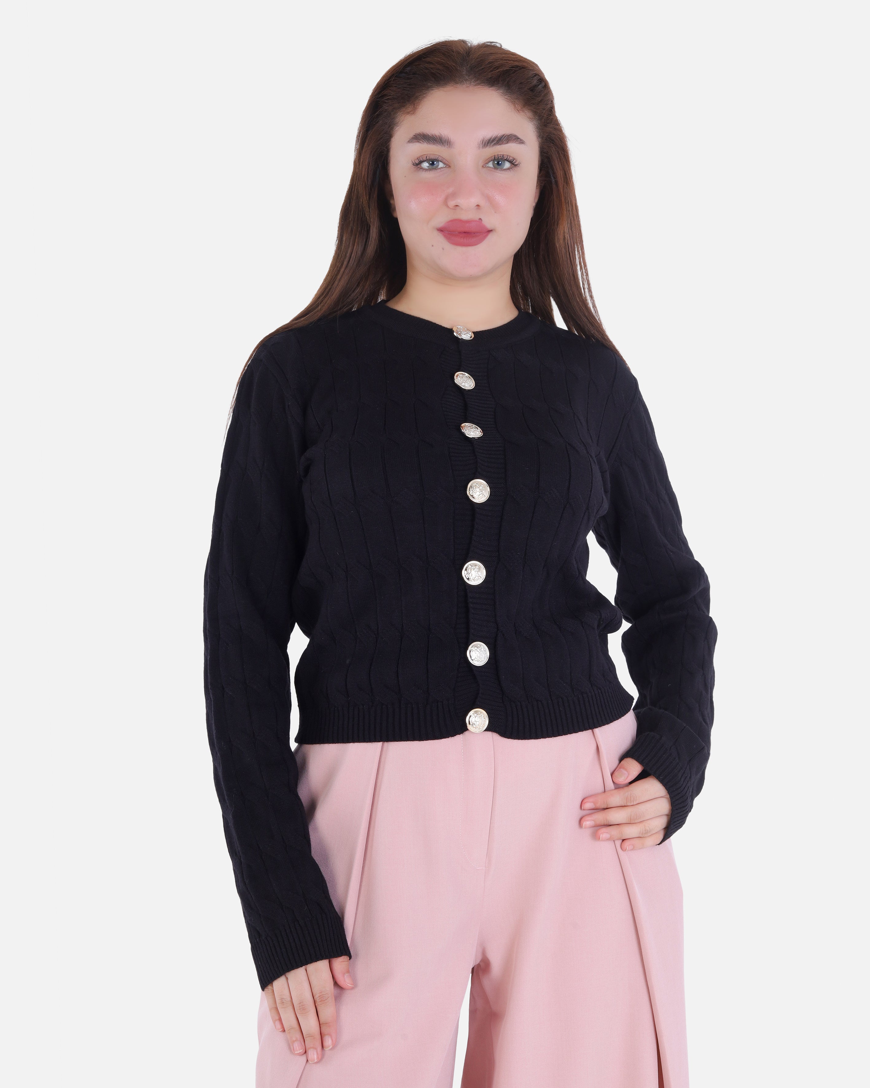 Cropped Knitted Cardigan with Button Front 2135/119