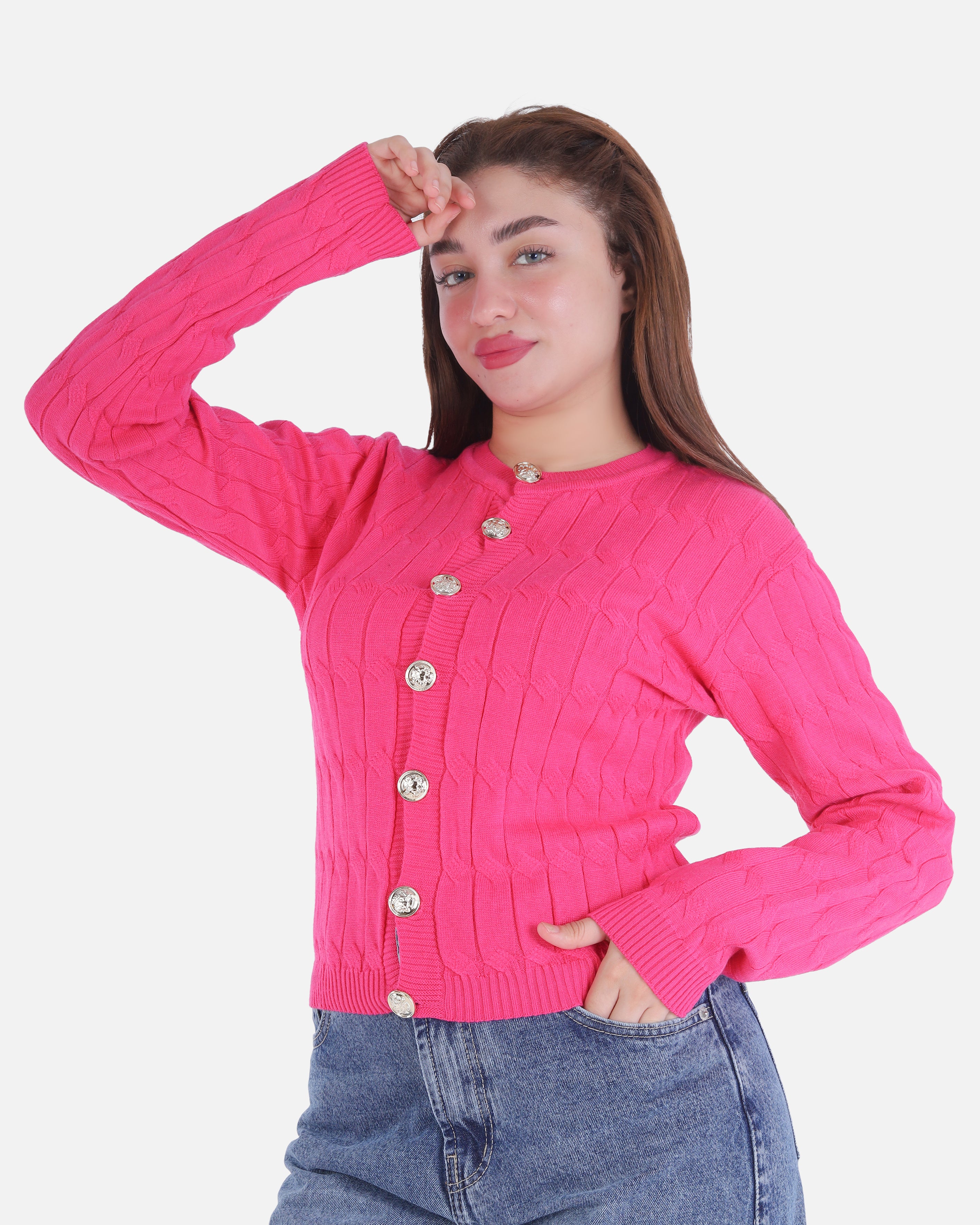 Cropped Knitted Cardigan with Button Front 2135/119