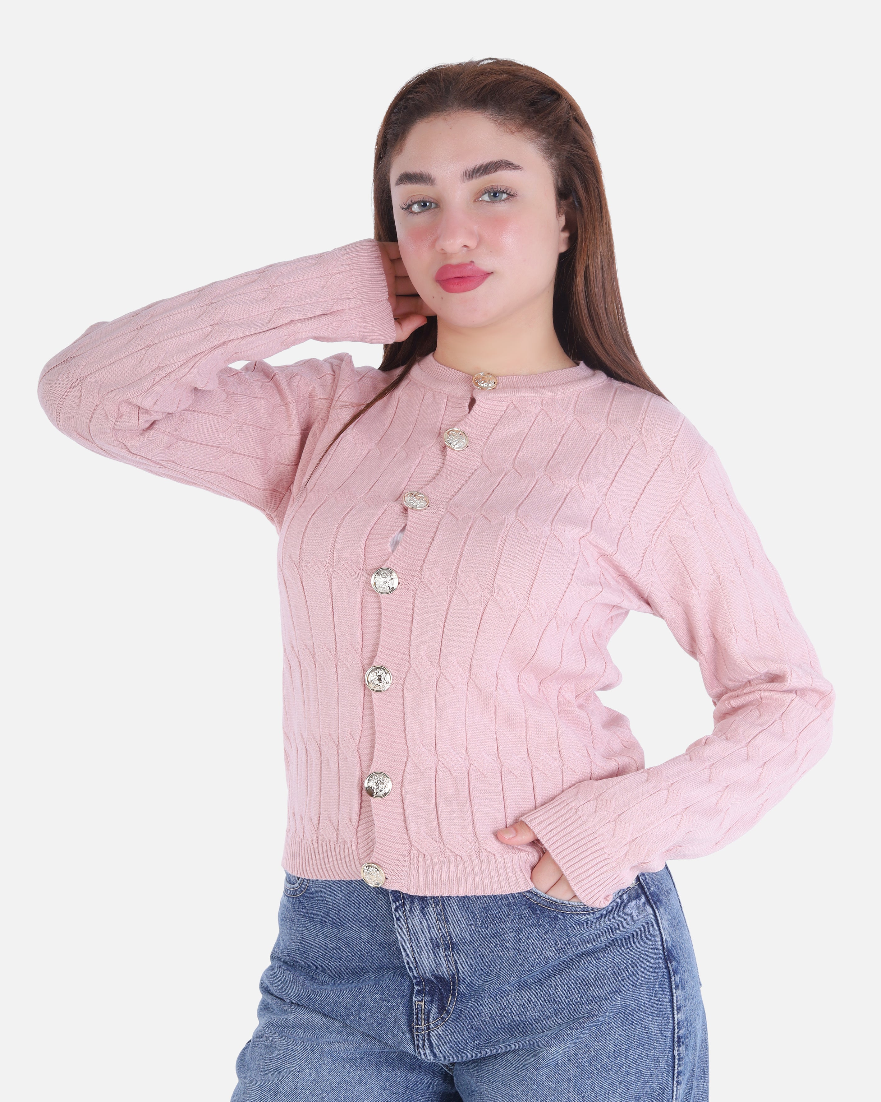 Cropped Knitted Cardigan with Button Front 2135/119