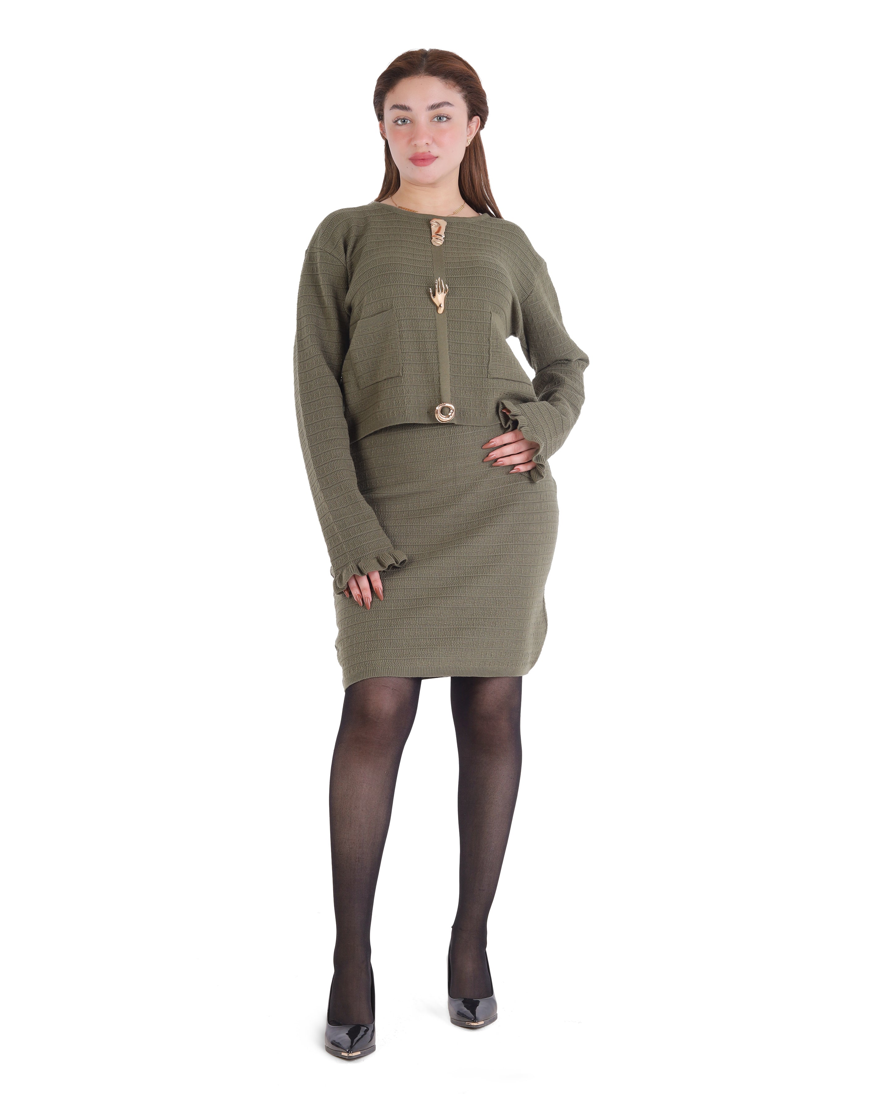 Knit Blouse & Knee-Length Skirt Set 2135/126