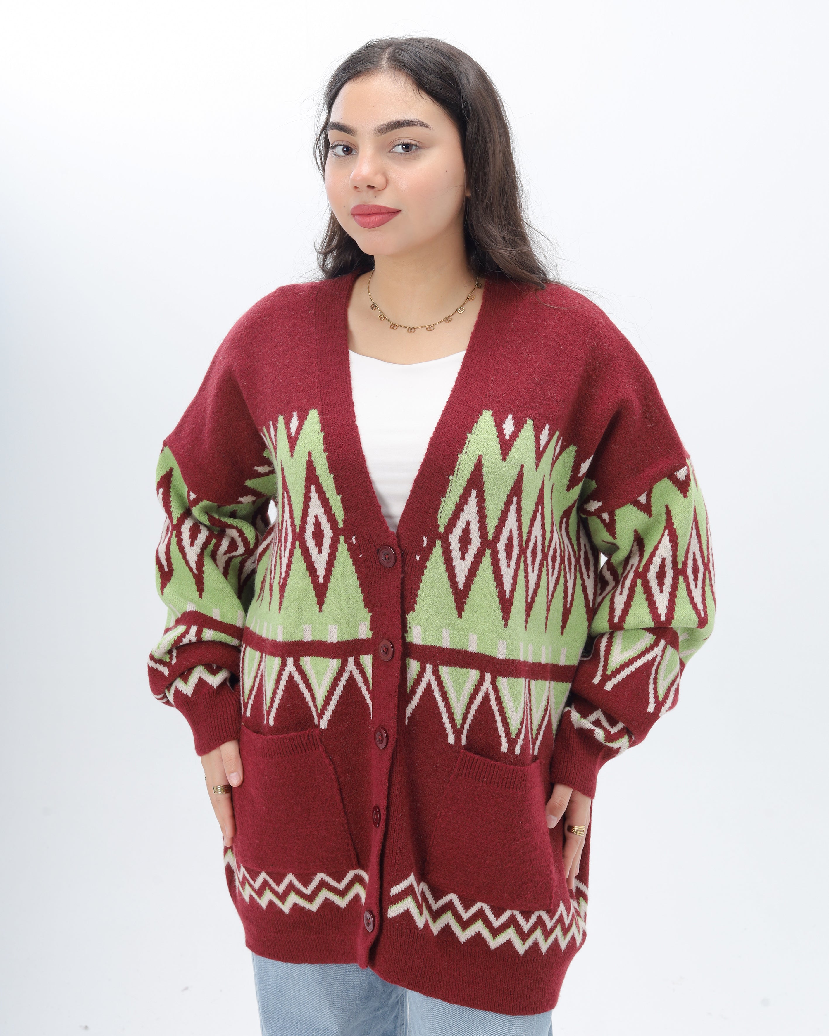 Long Button-Up Knit Pullover 2136/013