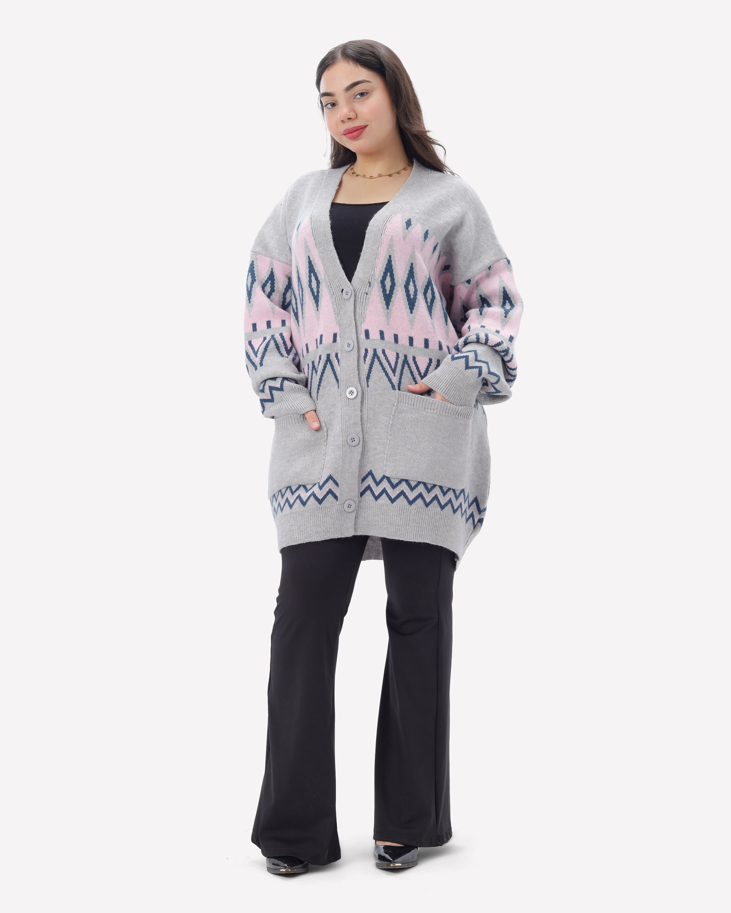 Long Button-Up Knit Pullover 2136/013