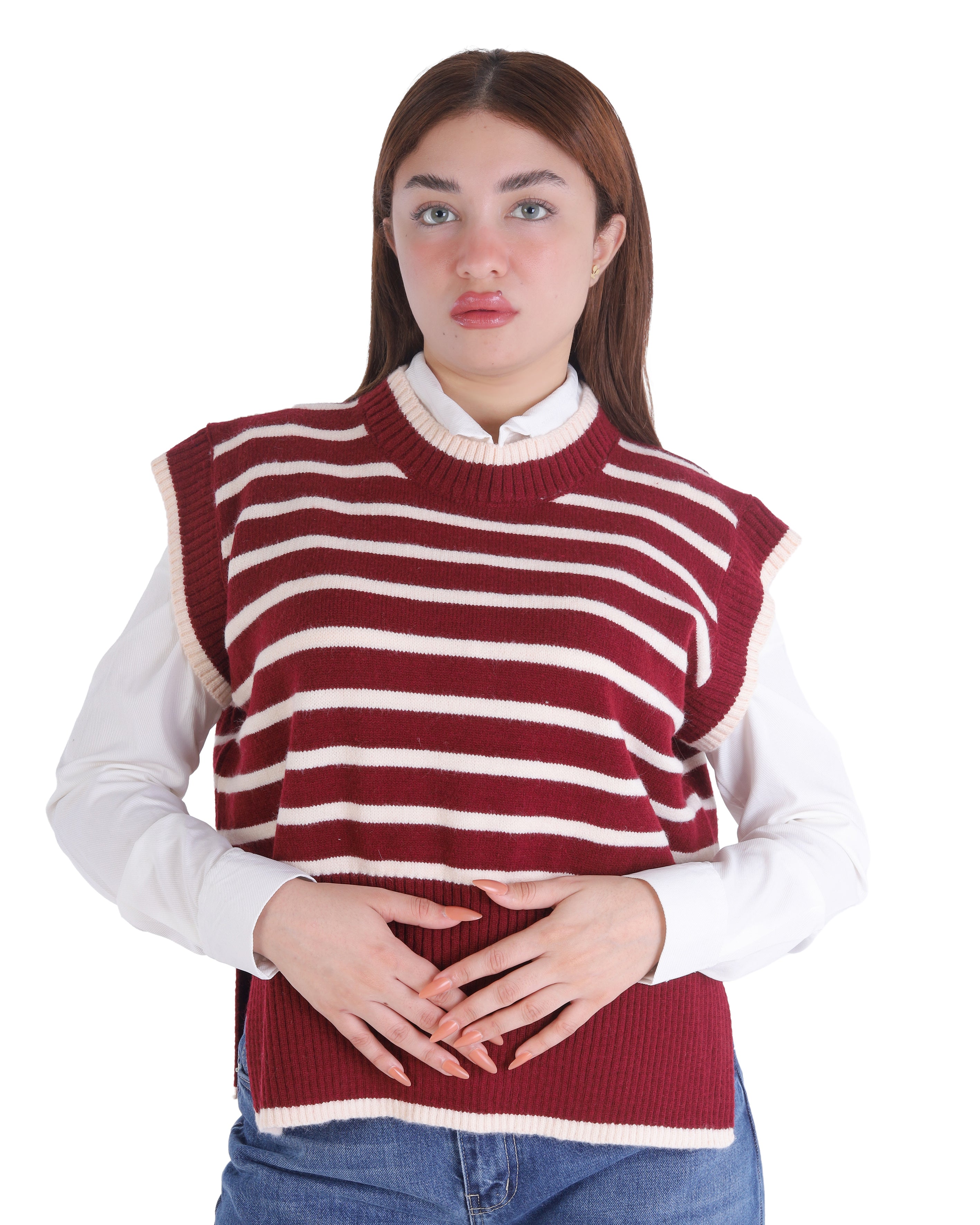 Striped Sleeveless Knit Sweater 2136/064