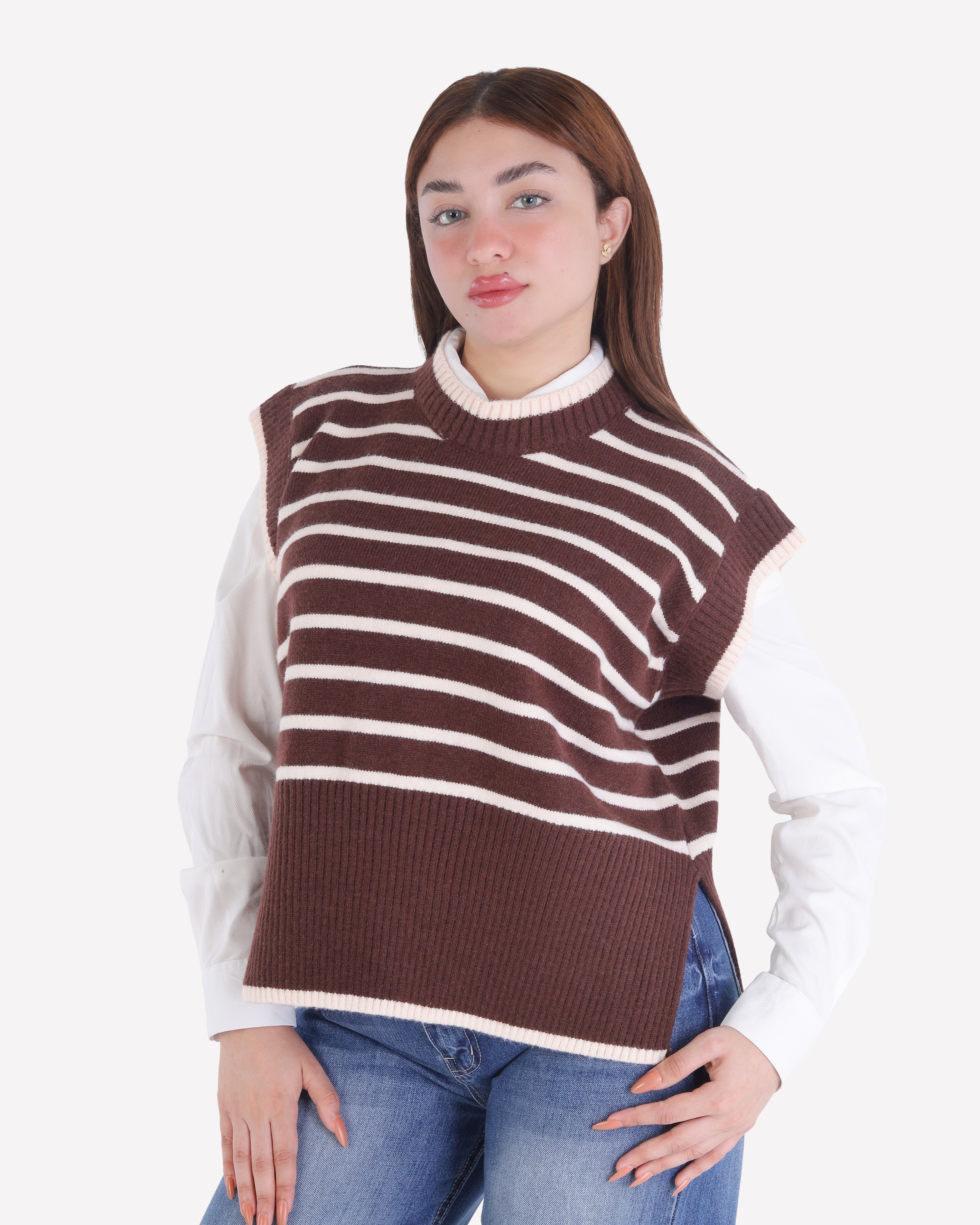 Striped Sleeveless Knit Sweater 2136/064