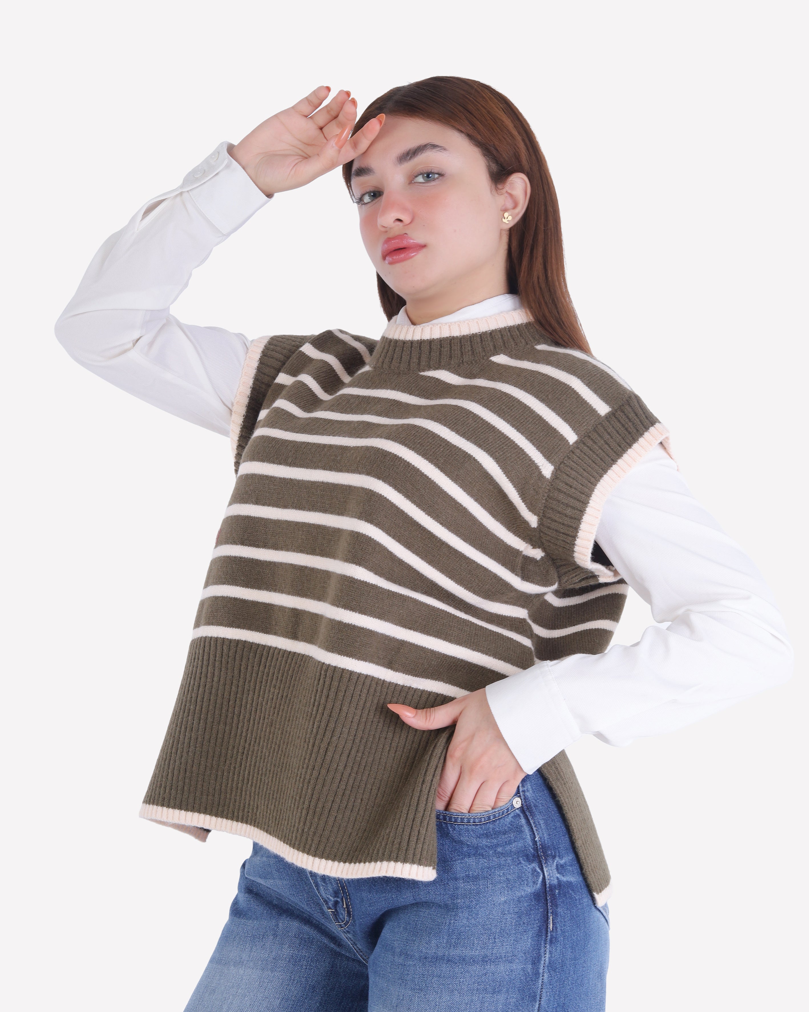 Striped Sleeveless Knit Sweater 2136/064