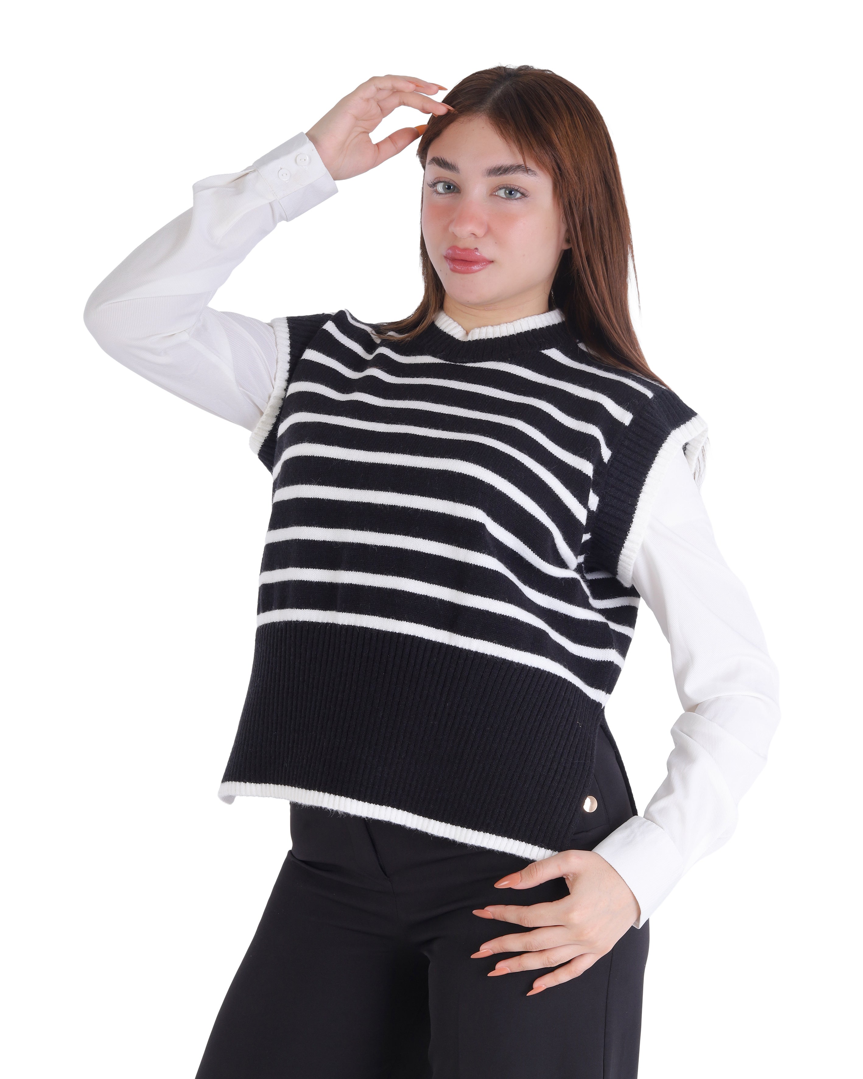 Striped Sleeveless Knit Sweater 2136/064