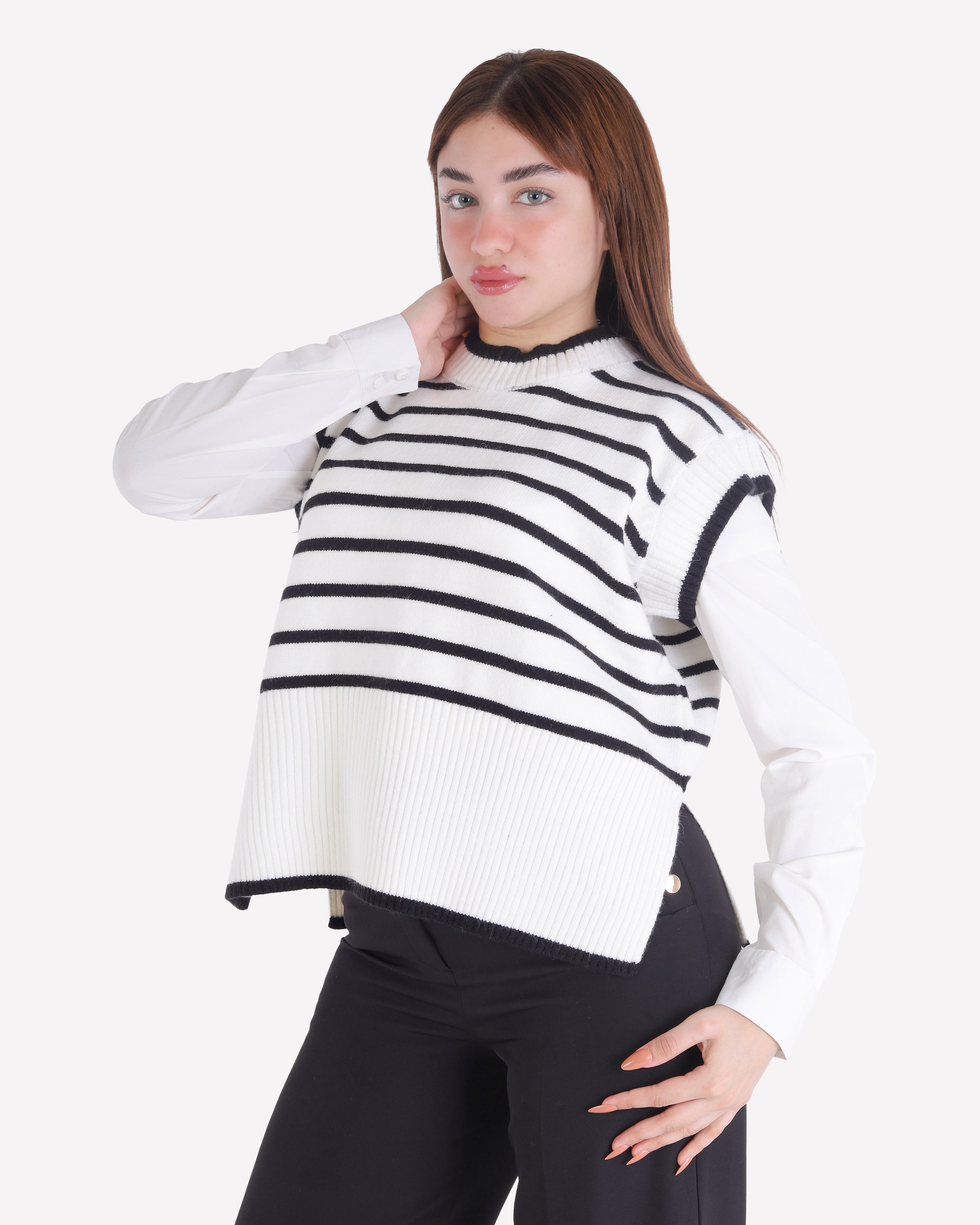 Striped Sleeveless Knit Sweater 2136/064