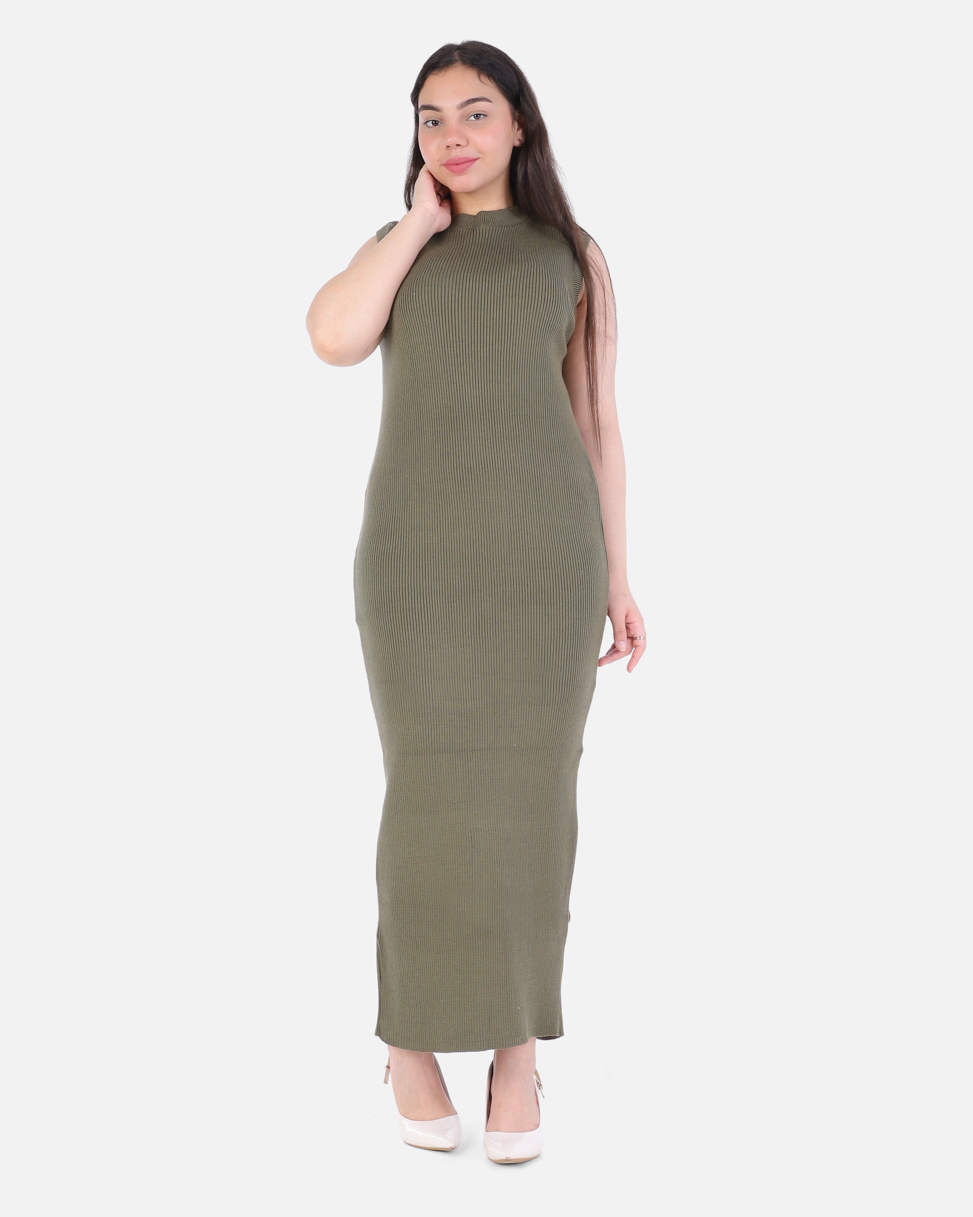 Basic Sleeveless Ribbed Knit Dress 2136/089