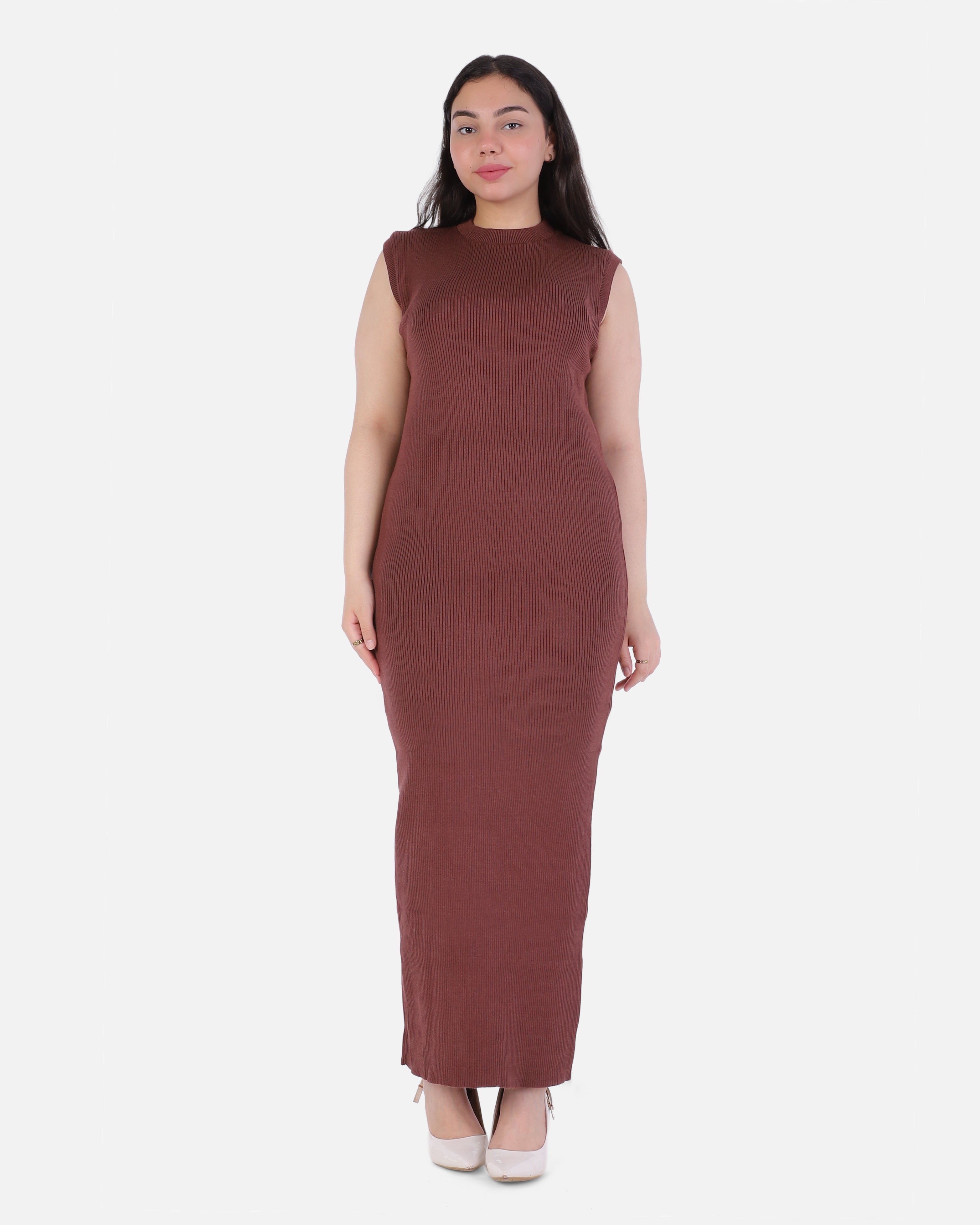 Basic Sleeveless Ribbed Knit Dress 2136/089