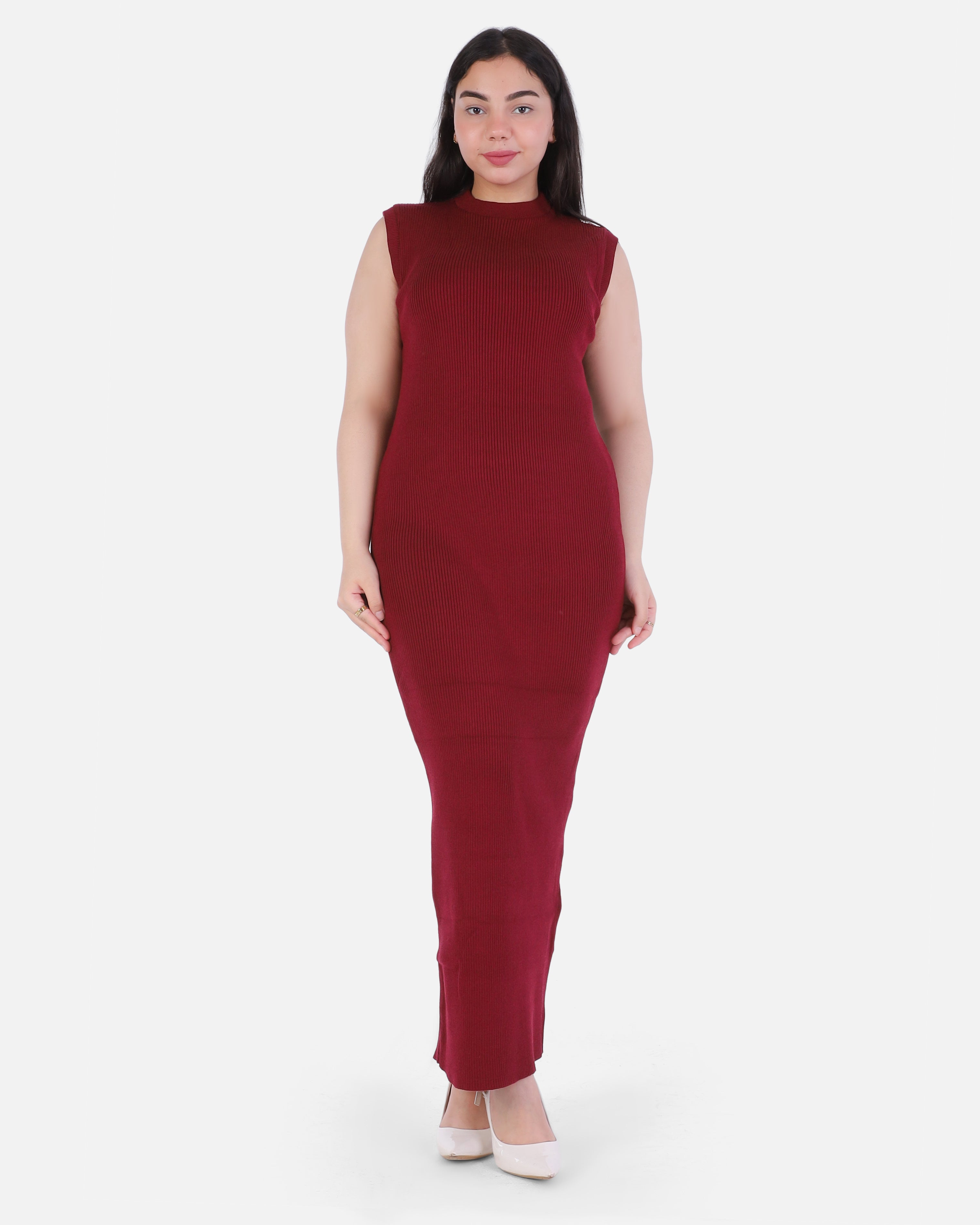 Basic Sleeveless Ribbed Knit Dress 2136/089