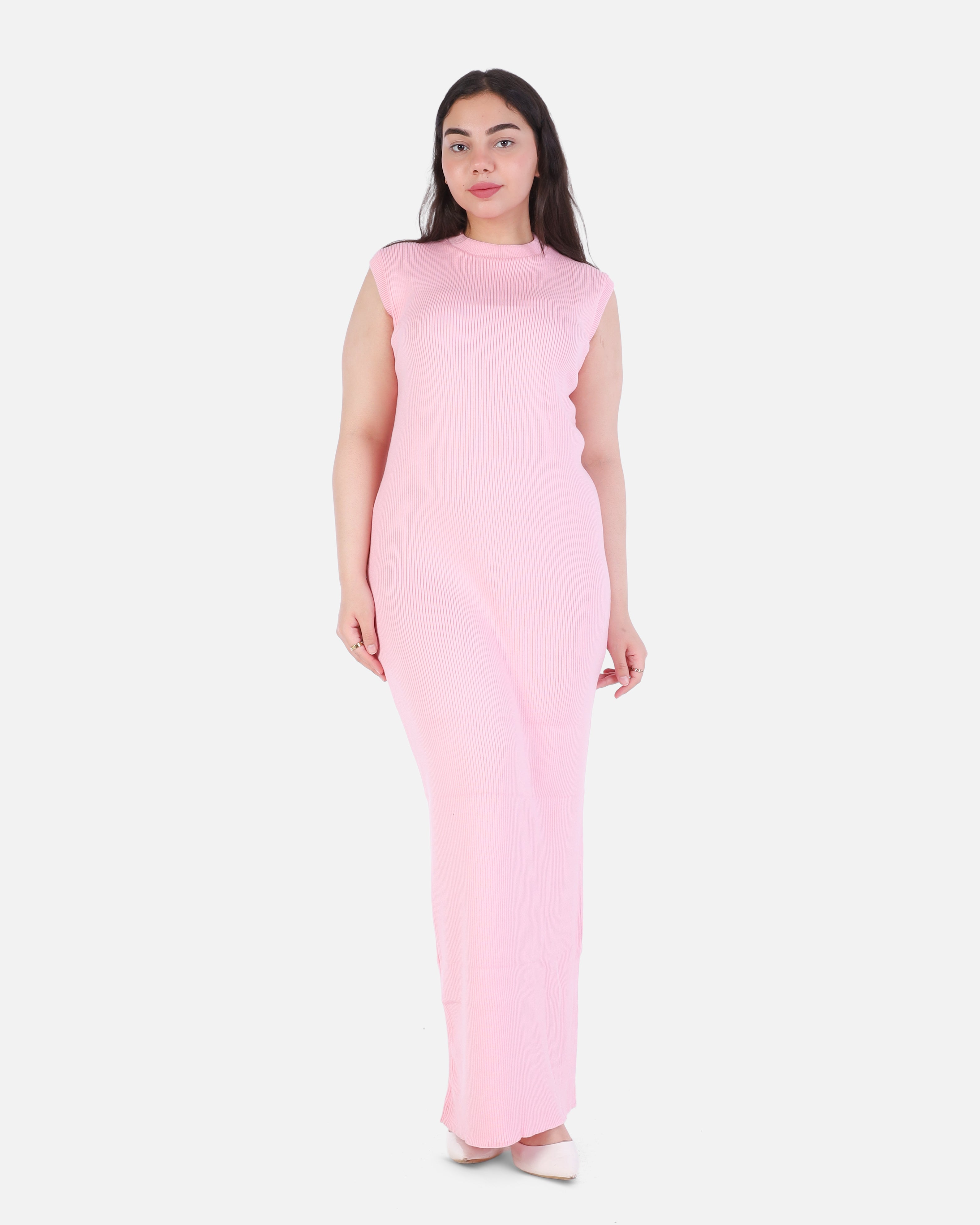 Basic Sleeveless Ribbed Knit Dress 2136/089