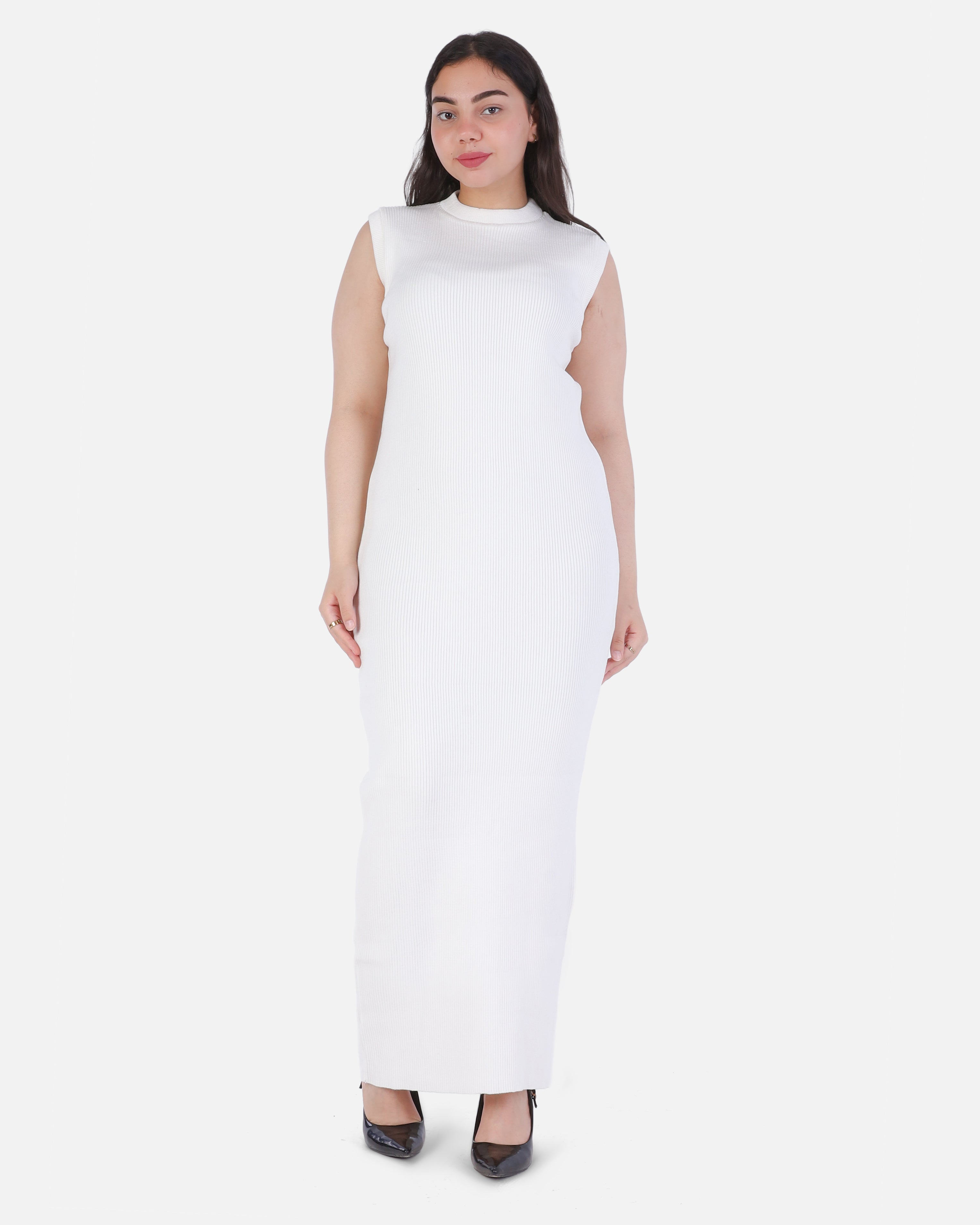 Basic Sleeveless Ribbed Knit Dress 2136/089