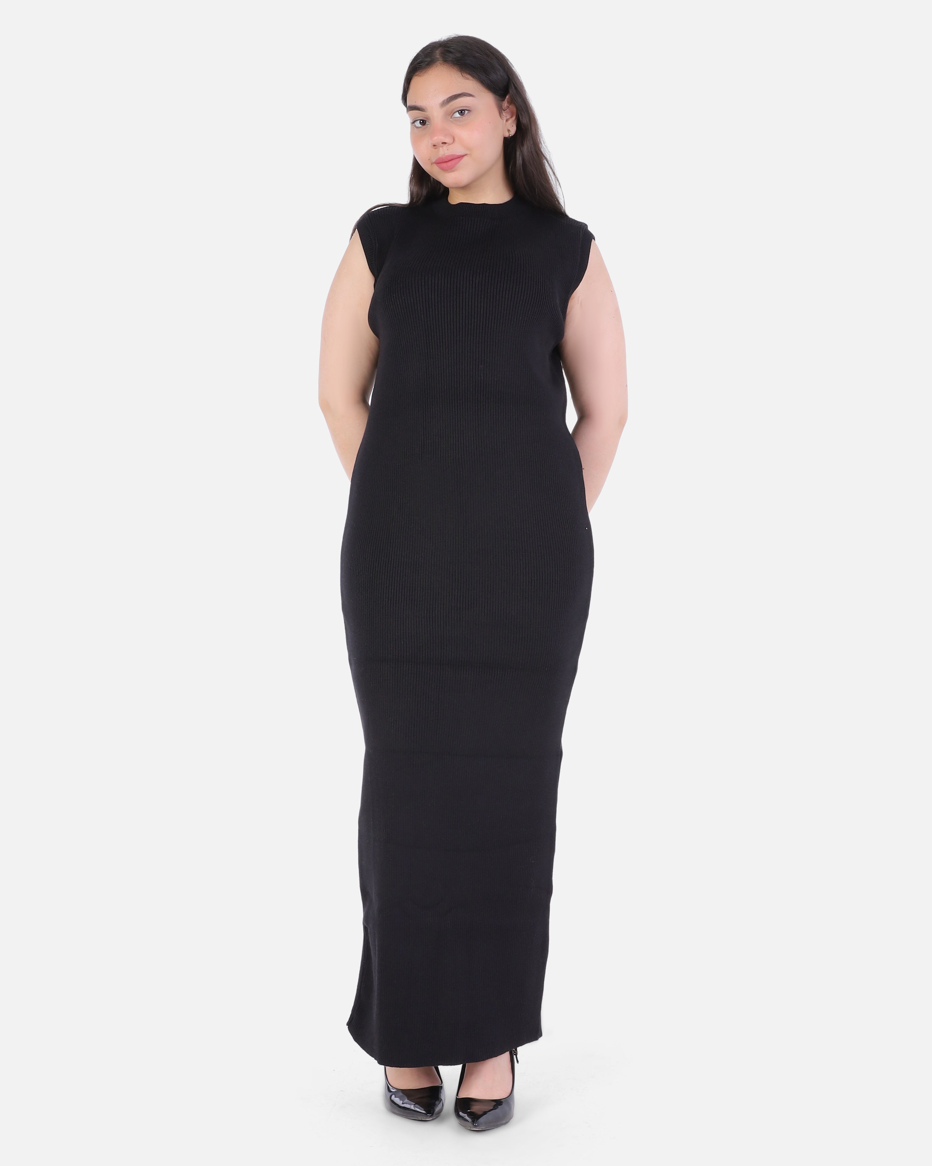 Basic Sleeveless Ribbed Knit Dress 2136/089
