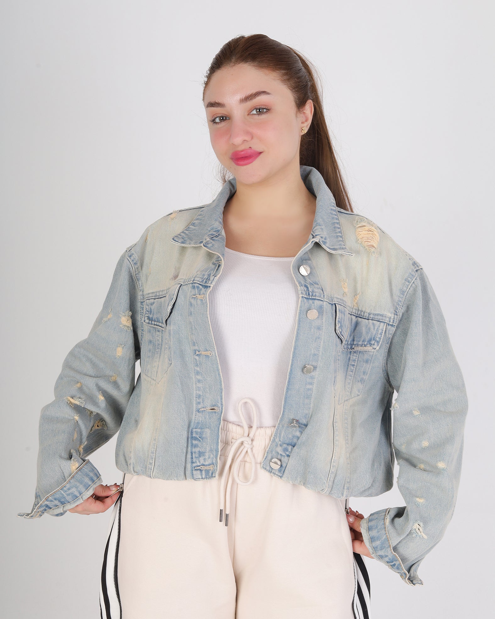 Oversized Cropped Denim Jacket 21911584